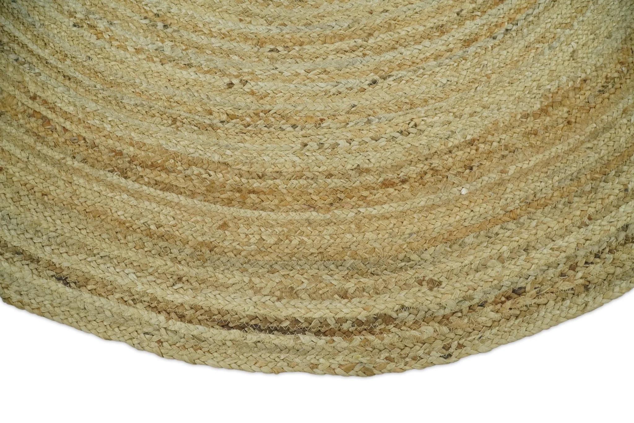Hand Braided Solid Round natural Brown Jute Rug | JR6 - Image 4