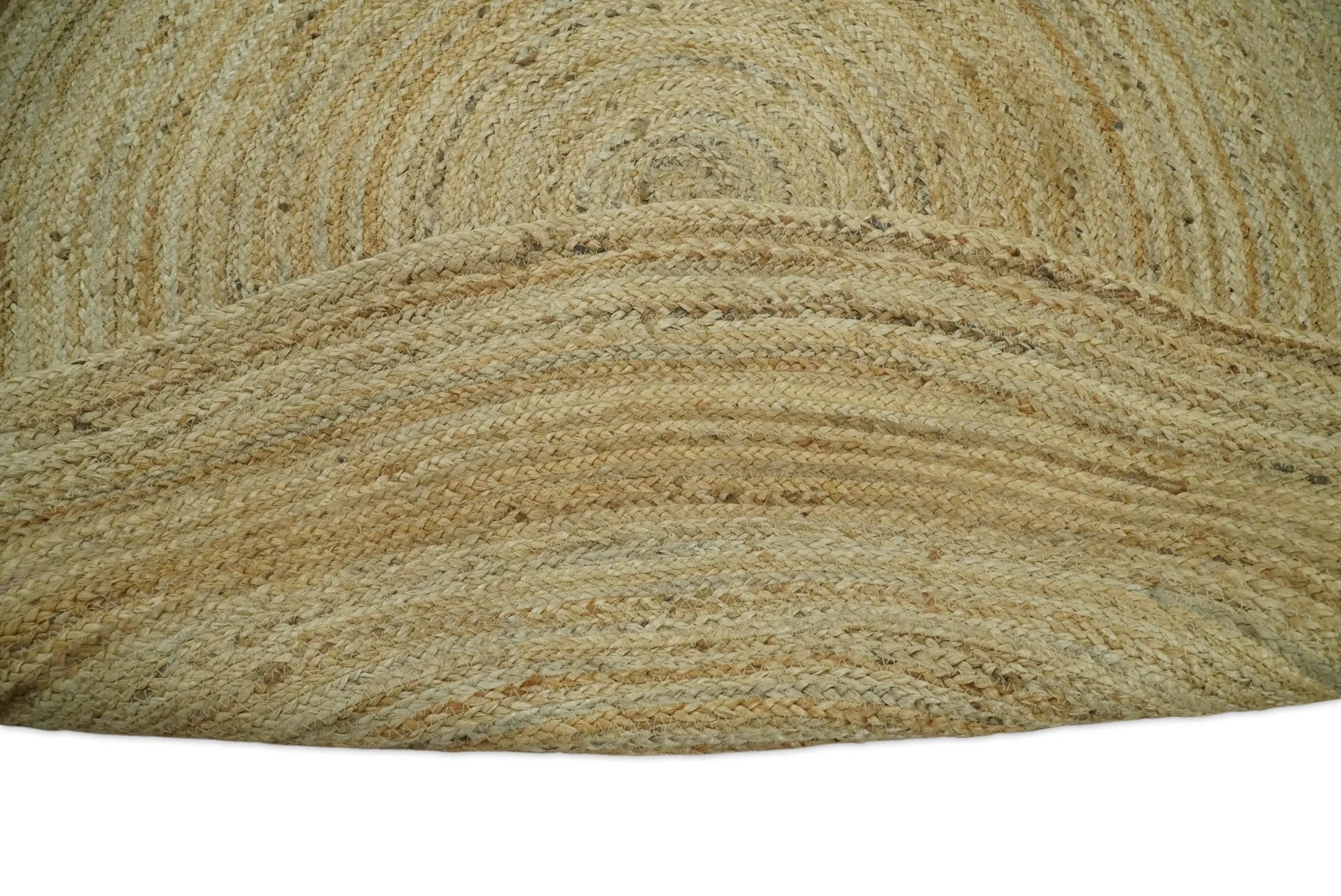 Hand Braided Solid Round natural Brown Jute Rug | JR6 - Image 5