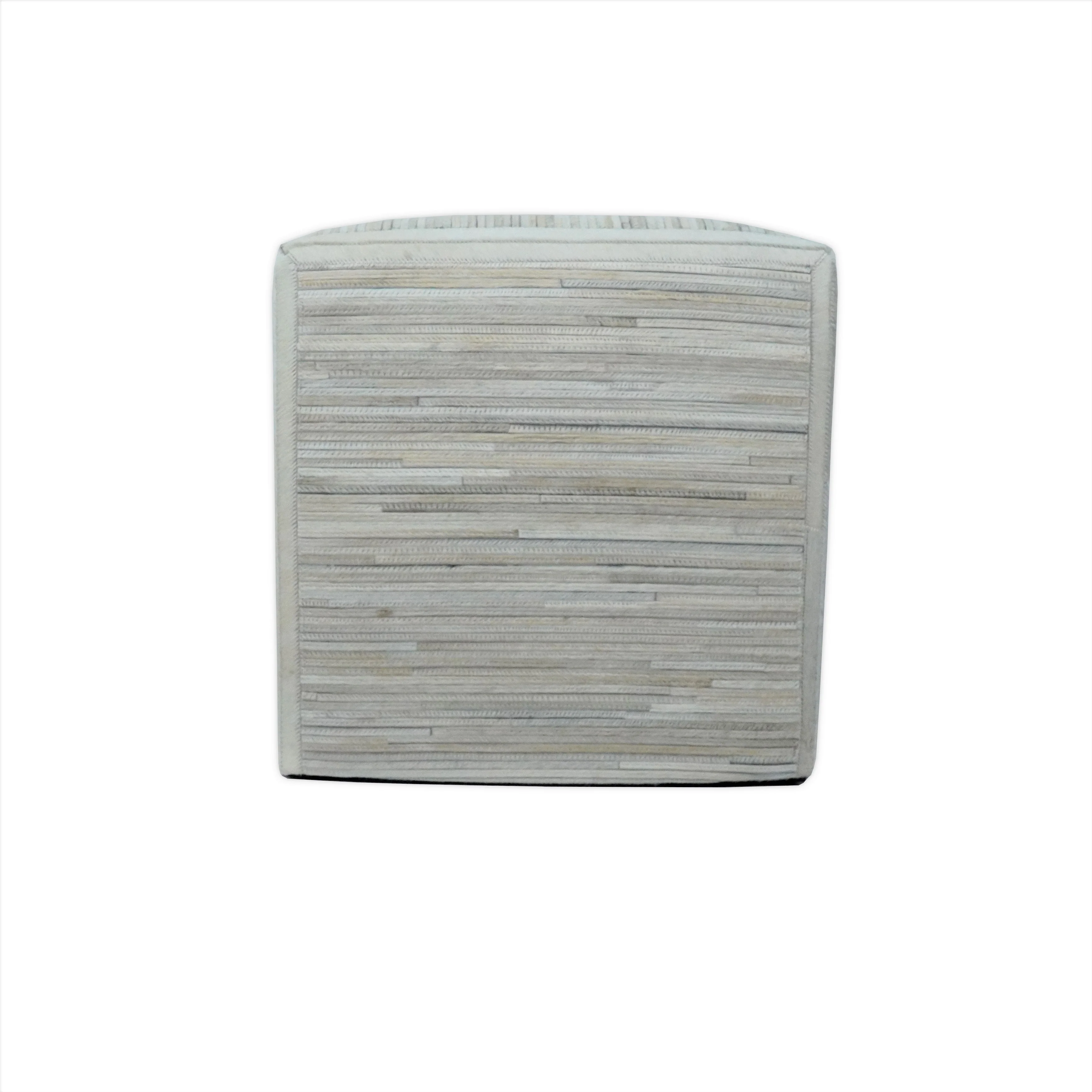 Modern Styling Handmade Leather Pouf - Comfortable Chair or Footrest - Ivory  | TRD278 - Image 4
