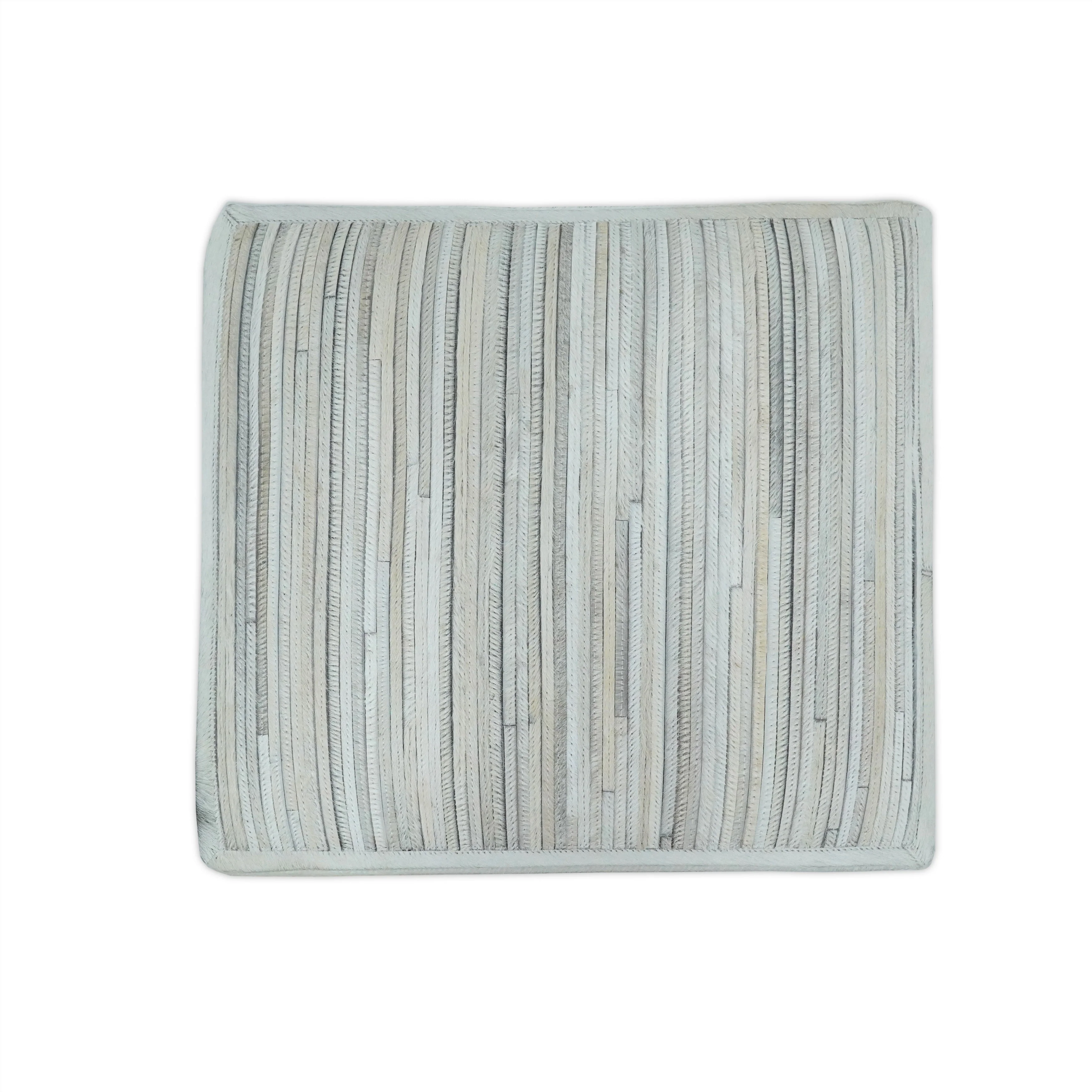 Modern Styling Handmade Leather Pouf - Comfortable Chair or Footrest - Ivory  | TRD278 - Image 7
