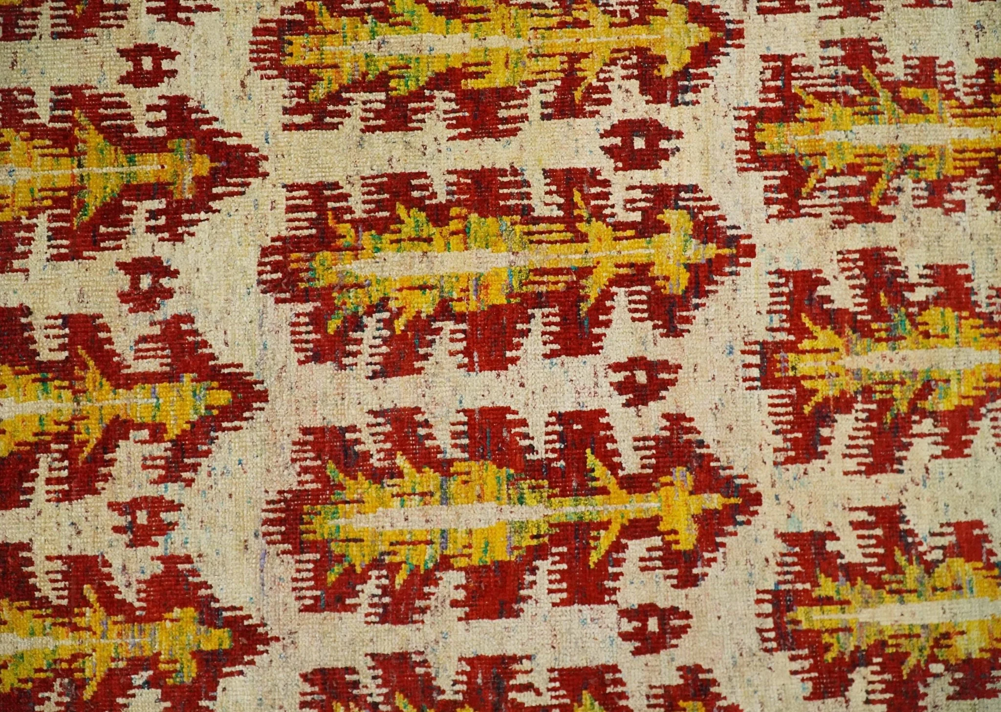 8x10 and 10x14 Hand Knotted Beige, Rust and Gold Modern Contemporary Southwestern Tribal Trellis Recycled Silk Area Rug | OP24 - Image 12