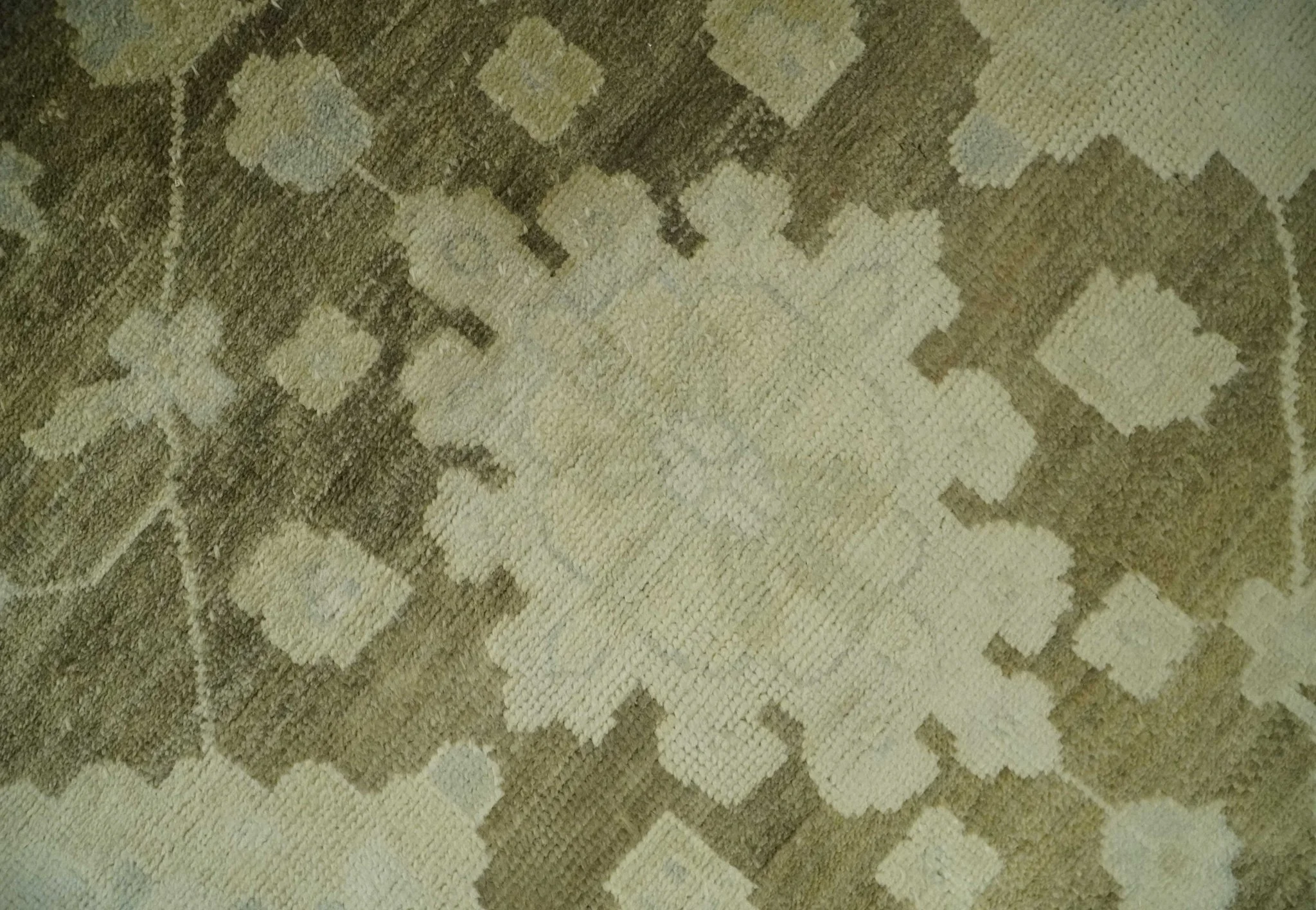 Antique Style 10x14 Hand Knotted Brown and Beige Traditional Oushak Wool Rug, Large Rug | N3751014 - Image 4