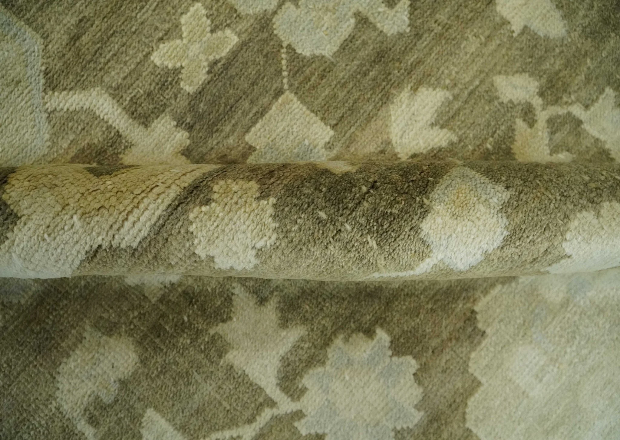 Antique Style 10x14 Hand Knotted Brown and Beige Traditional Oushak Wool Rug, Large Rug | N3751014 - Image 6