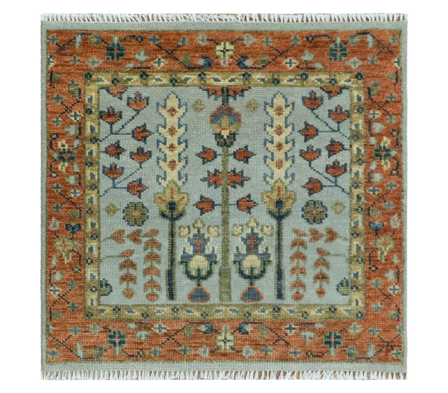 Hand Knotted Rust and Blue Traditional Turkish Vintage Multi Size Wool Rug - Image 23