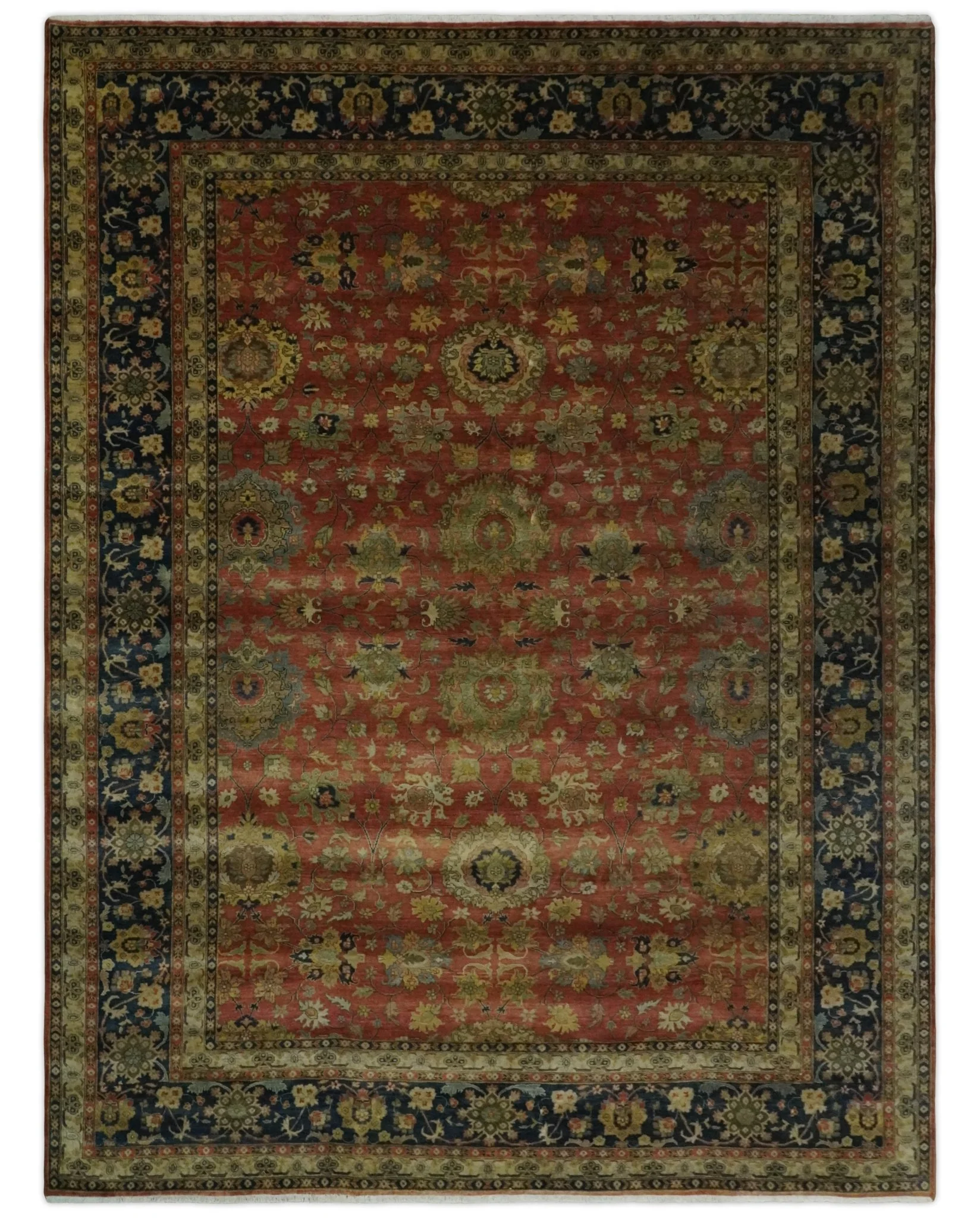 9x12 and 10x14 Hand Knotted Rust, Charcoal and Beige Traditional Wool Rug - Image 11