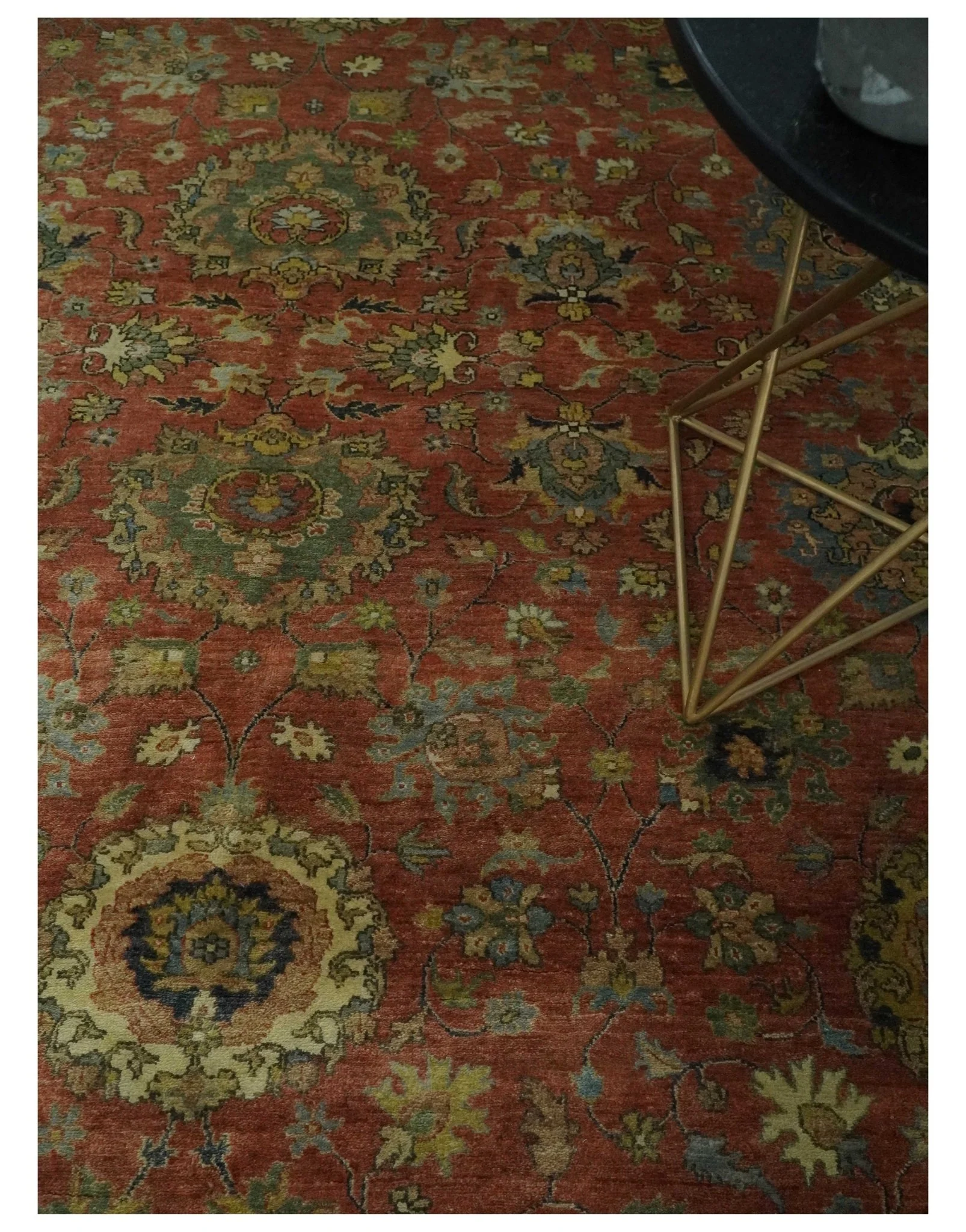 9x12 and 10x14 Hand Knotted Rust, Charcoal and Beige Traditional Wool Rug - Image 2