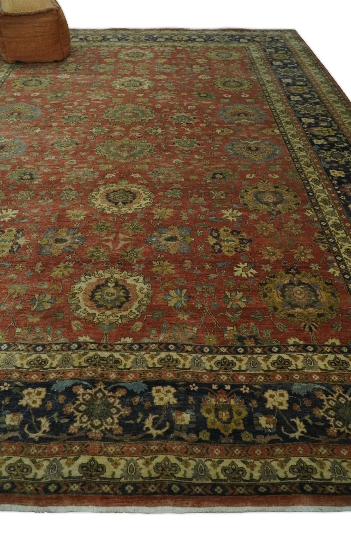 9x12 and 10x14 Hand Knotted Rust, Charcoal and Beige Traditional Wool Rug - Image 3