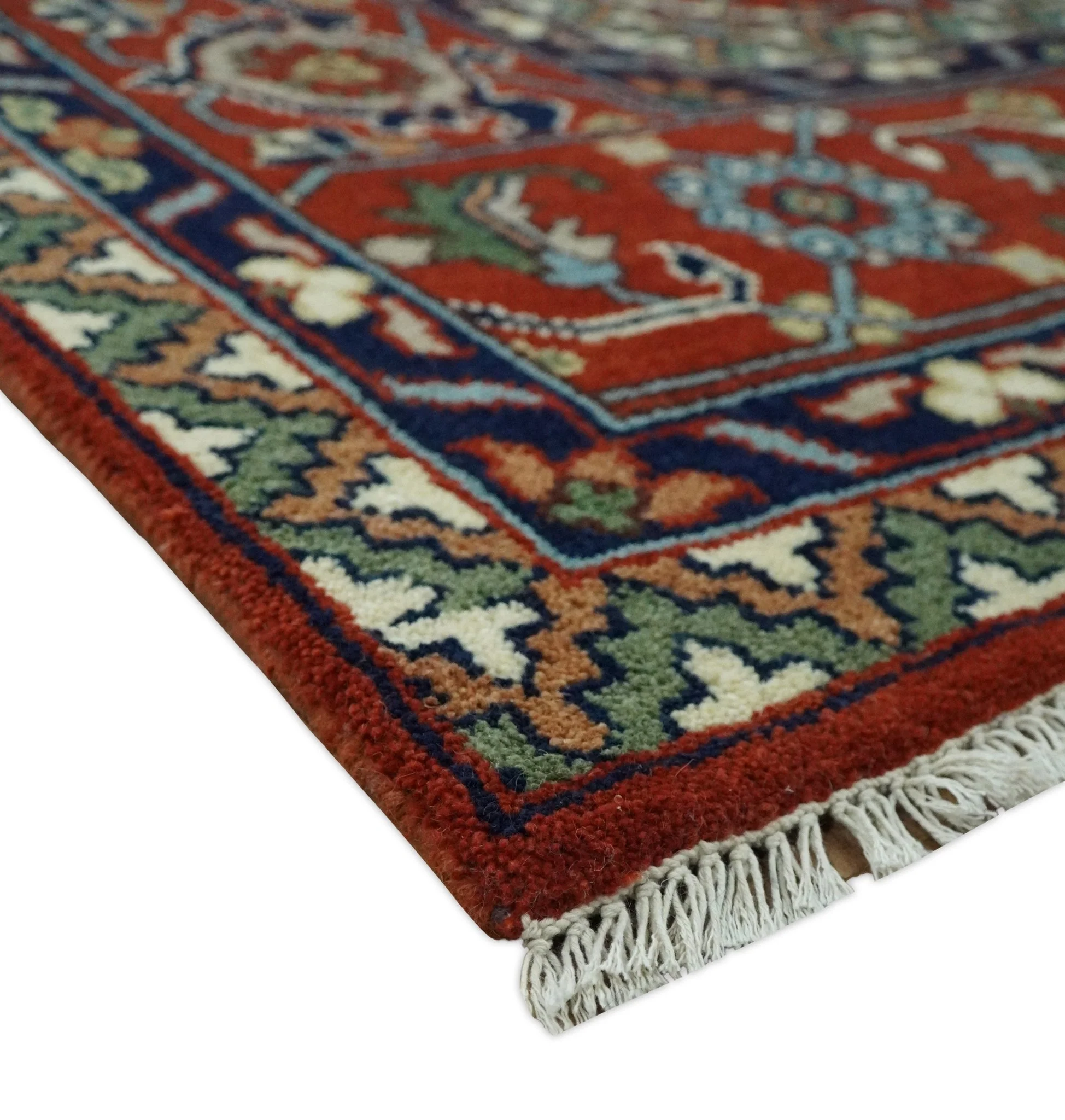 12x15 Hand Knotted Red and Ivory Traditional Heriz Serapi Antique Wool Rug | TRDCP4251215 - Image 6