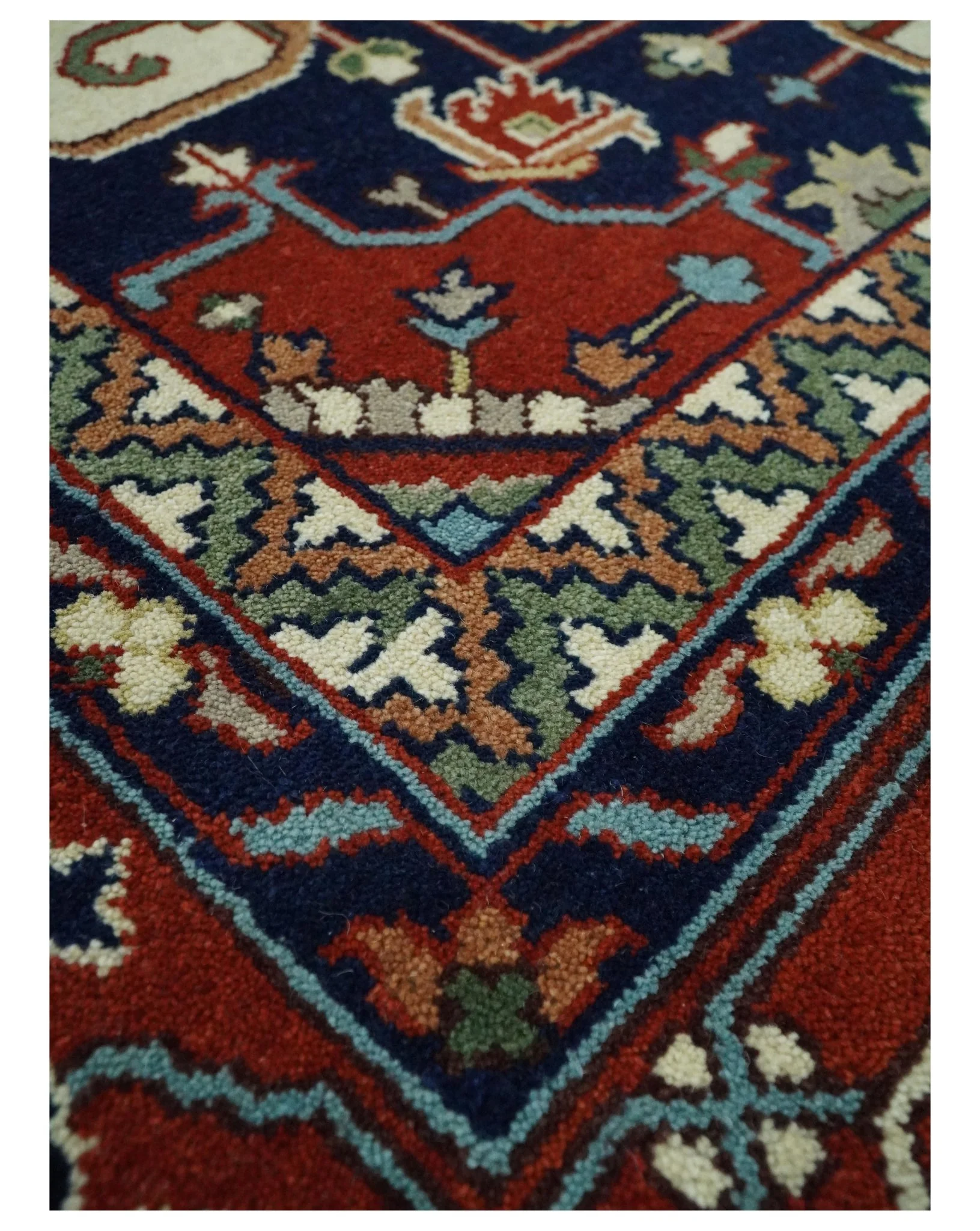 12x15 Hand Knotted Red and Ivory Traditional Heriz Serapi Antique Wool Rug | TRDCP4251215 - Image 7