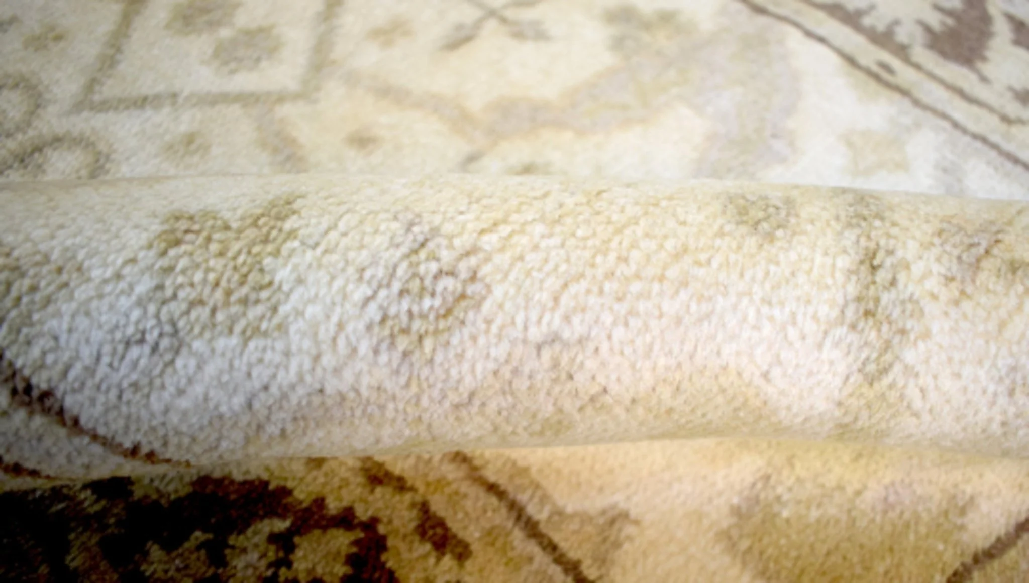 Hand Knotted Beige and Brown Antique Oushak Wool Runner Rug - Image 4