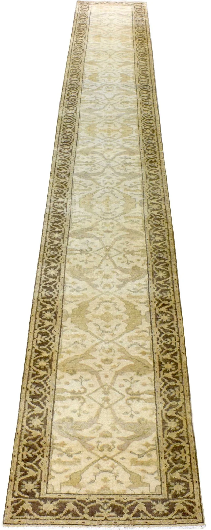 Hand Knotted Oriental Oushak Wool Runner Rug - Image 7