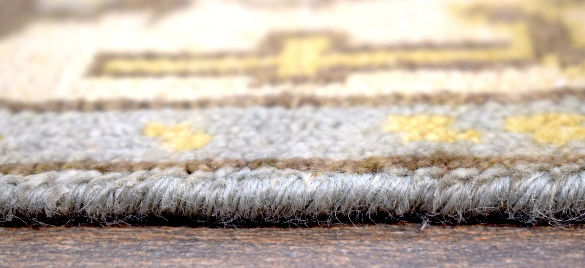 Hand Knotted Blue and Beige Antique Oushak Blue and Beige Wool Runner Rug - Image 6