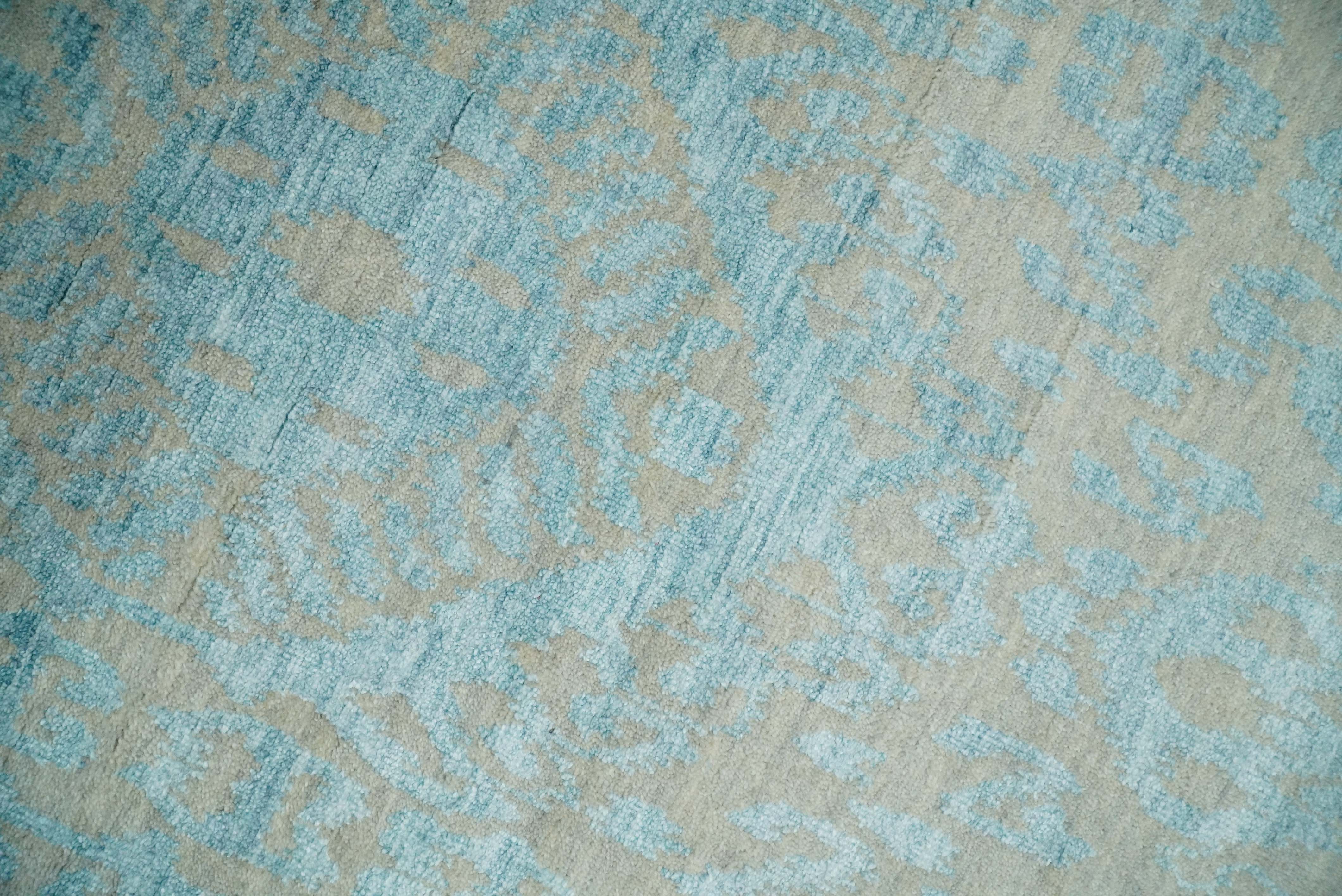 2.6x8 Fine Hand Knotted Camel and Blue Traditional Vintage Persian Style Antique Wool and Silk Rug | AGR26 - Image 2
