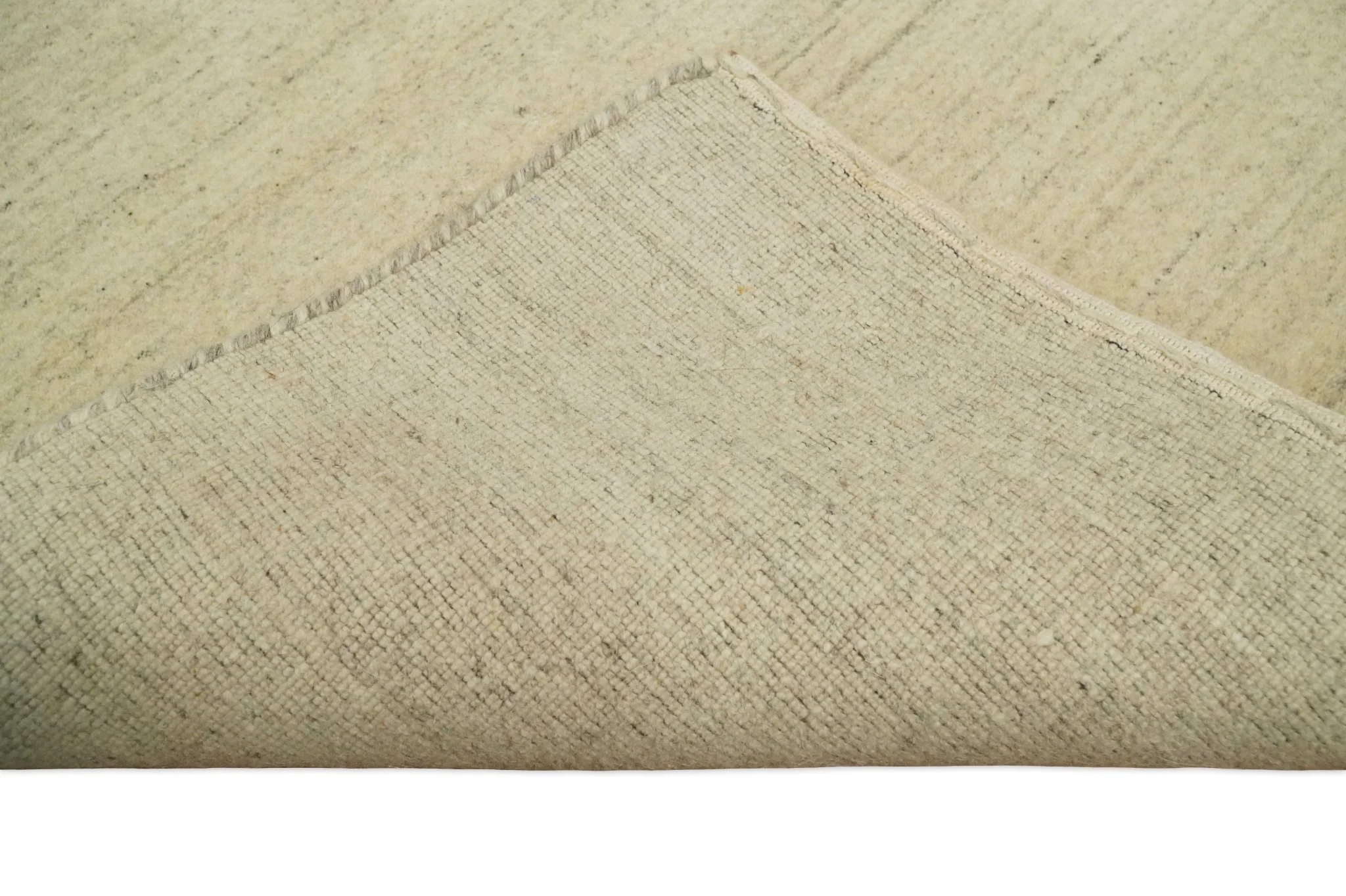 Entryway Hallway Runner Solid Beige Natural Farmhouse Wool Hand Woven Southwestern Rug| LOR1 - Image 5