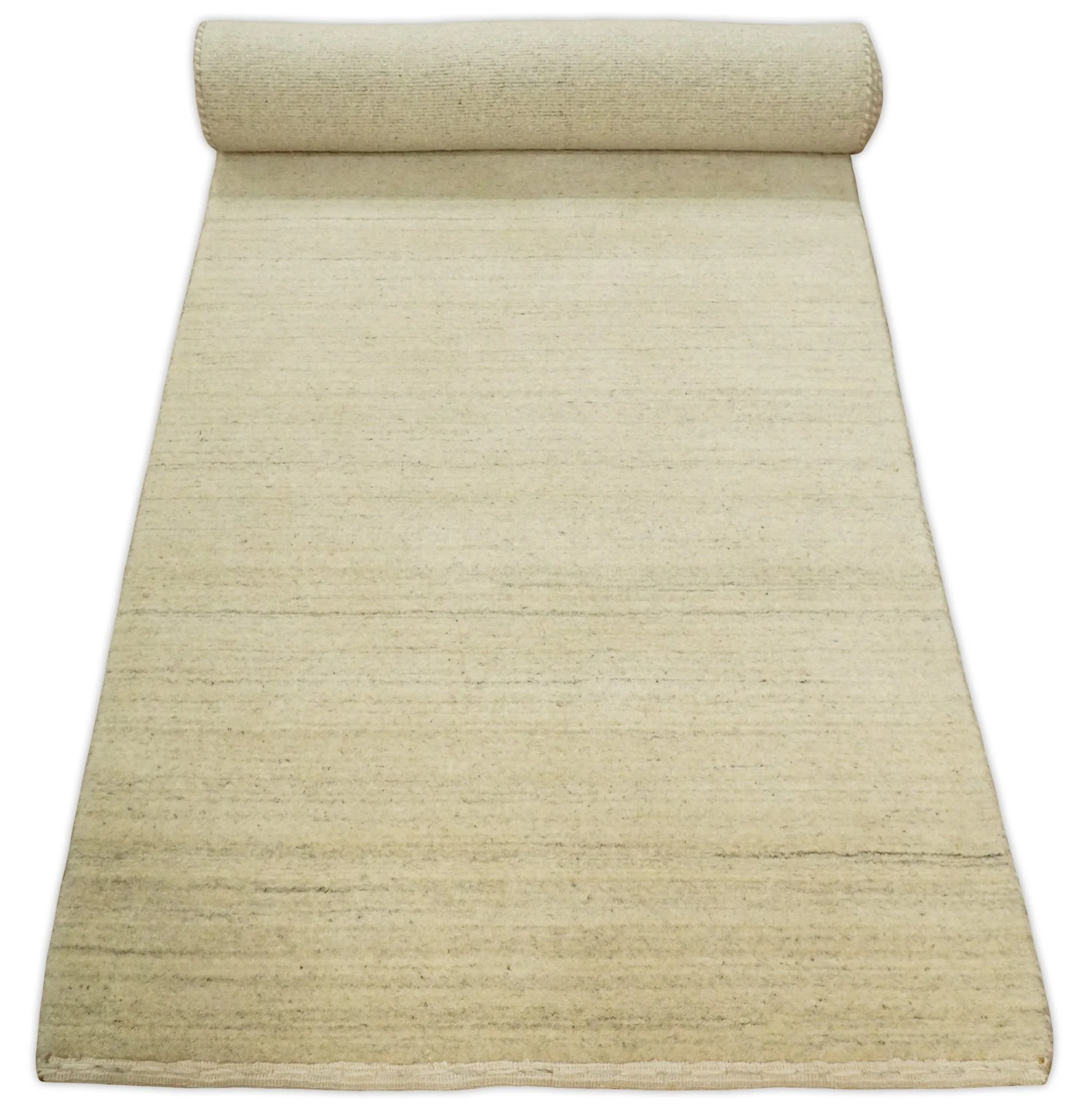Entryway Hallway Runner Solid Beige Natural Farmhouse Wool Hand Woven Southwestern Rug| LOR1 - Image 6