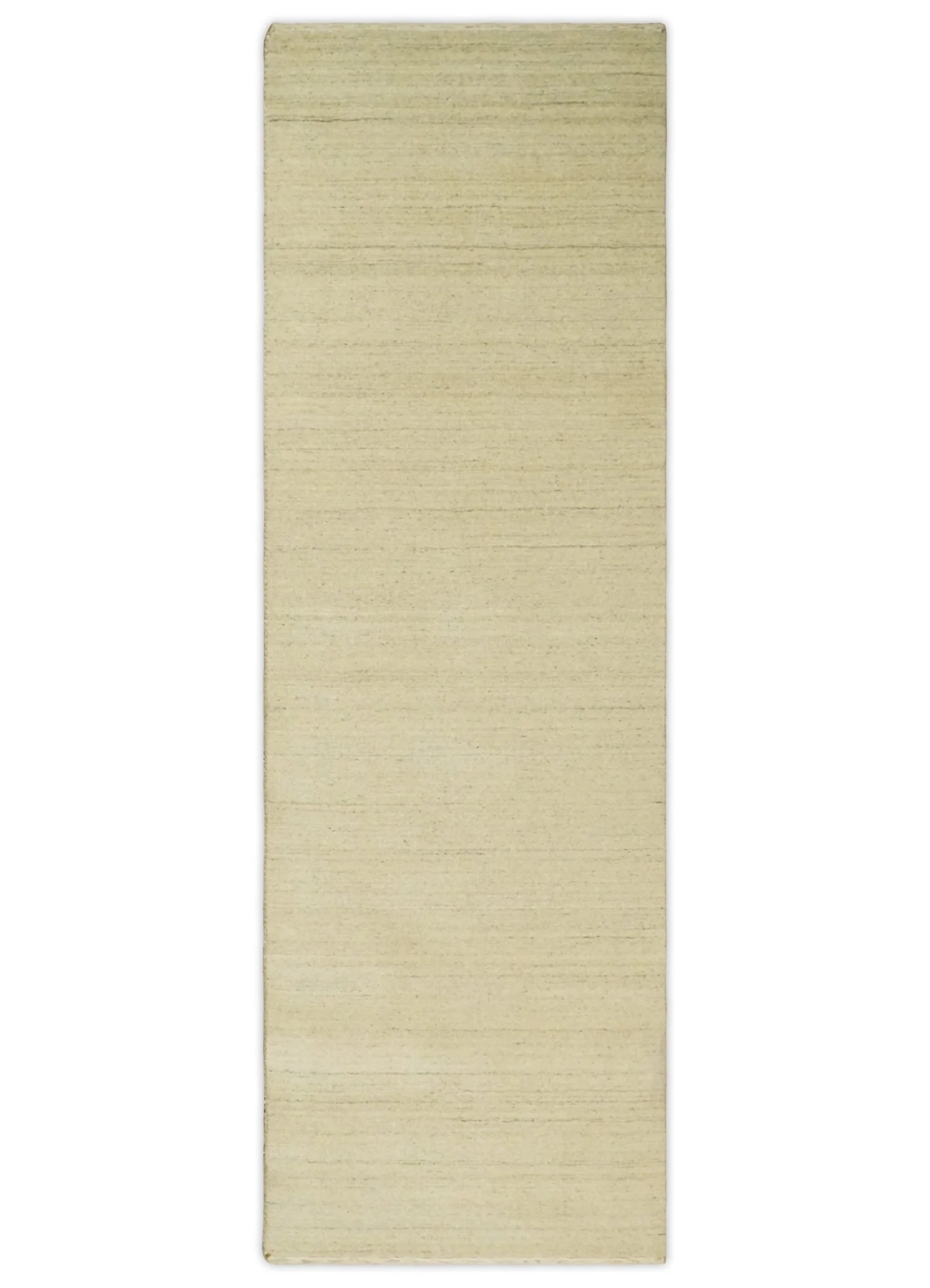 Entryway Hallway Runner Solid Beige Natural Farmhouse Wool Hand Woven Southwestern Rug| LOR1 - Image 8