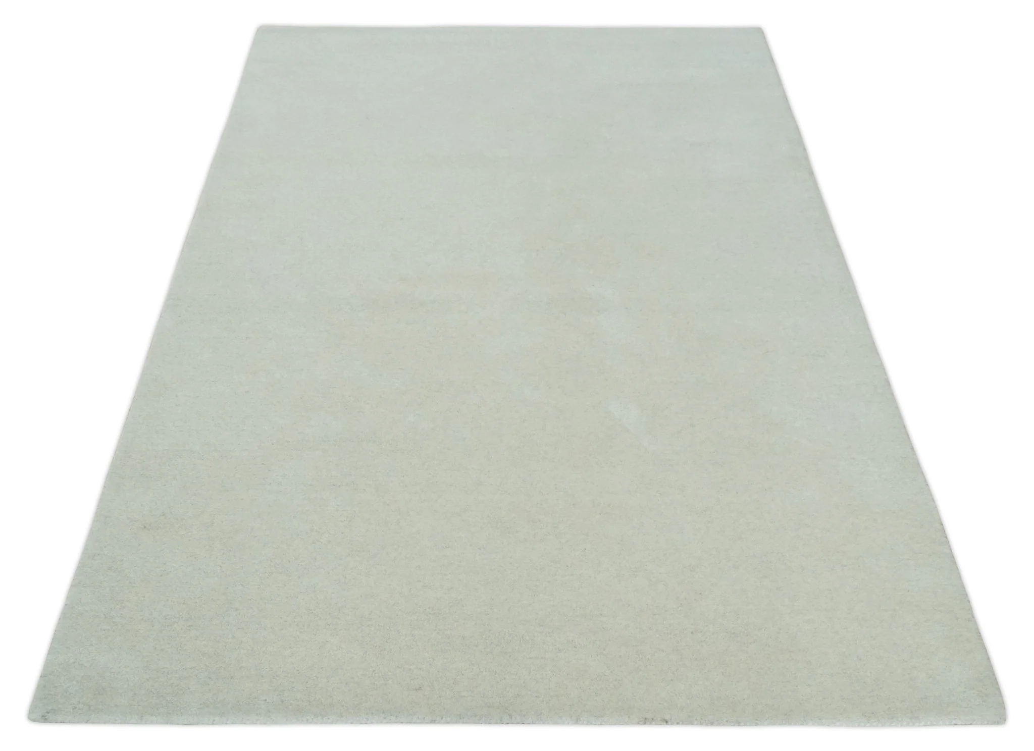 Custom Made Solid Ivory White Hand Tufted Layering Rug - Image 10