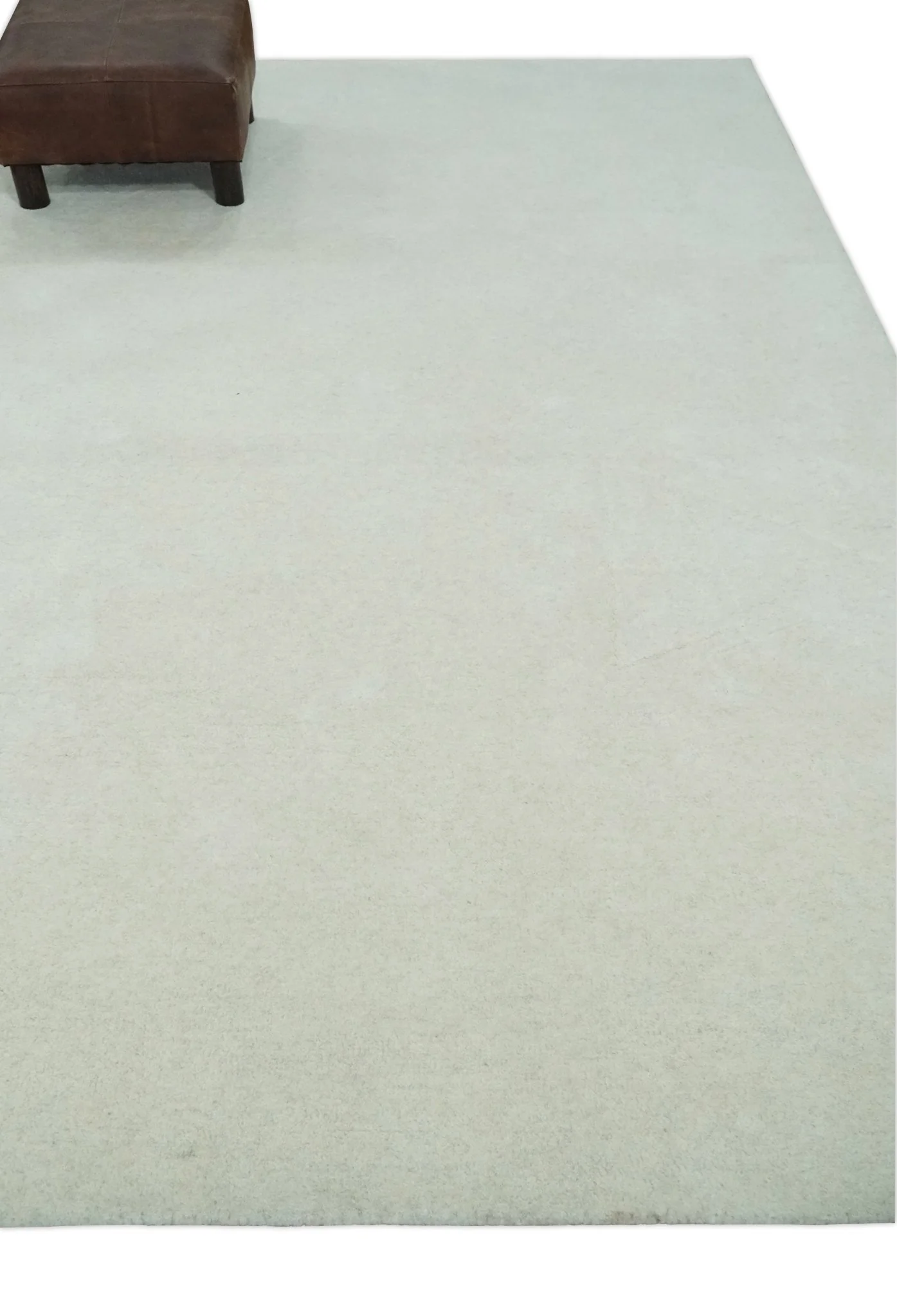 Custom Made Solid Ivory White Hand Tufted Layering Rug - Image 4