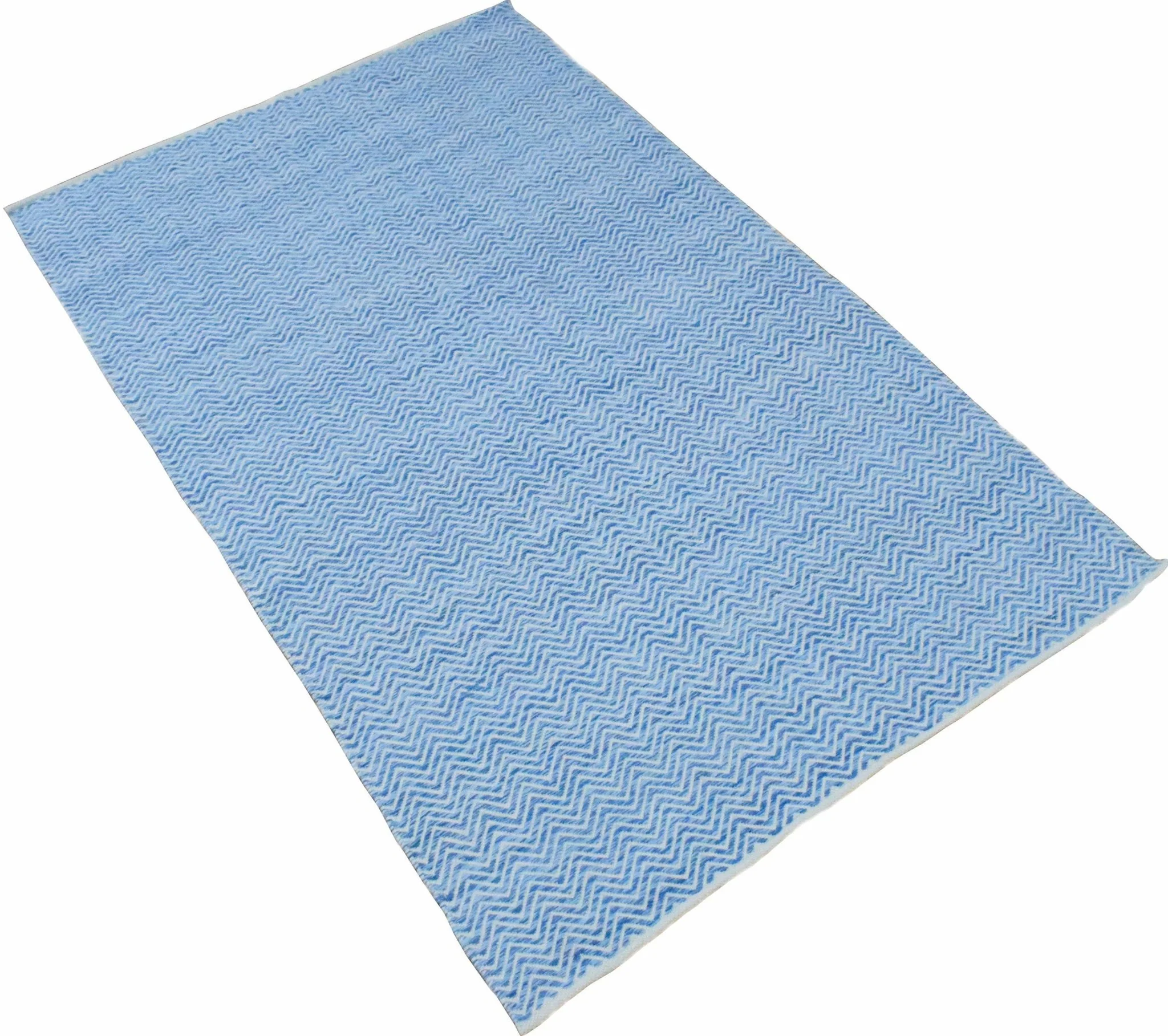 2x3, 5x8, 8x10 Dhurrie Rug, Blue Chevron Rug - Image 4