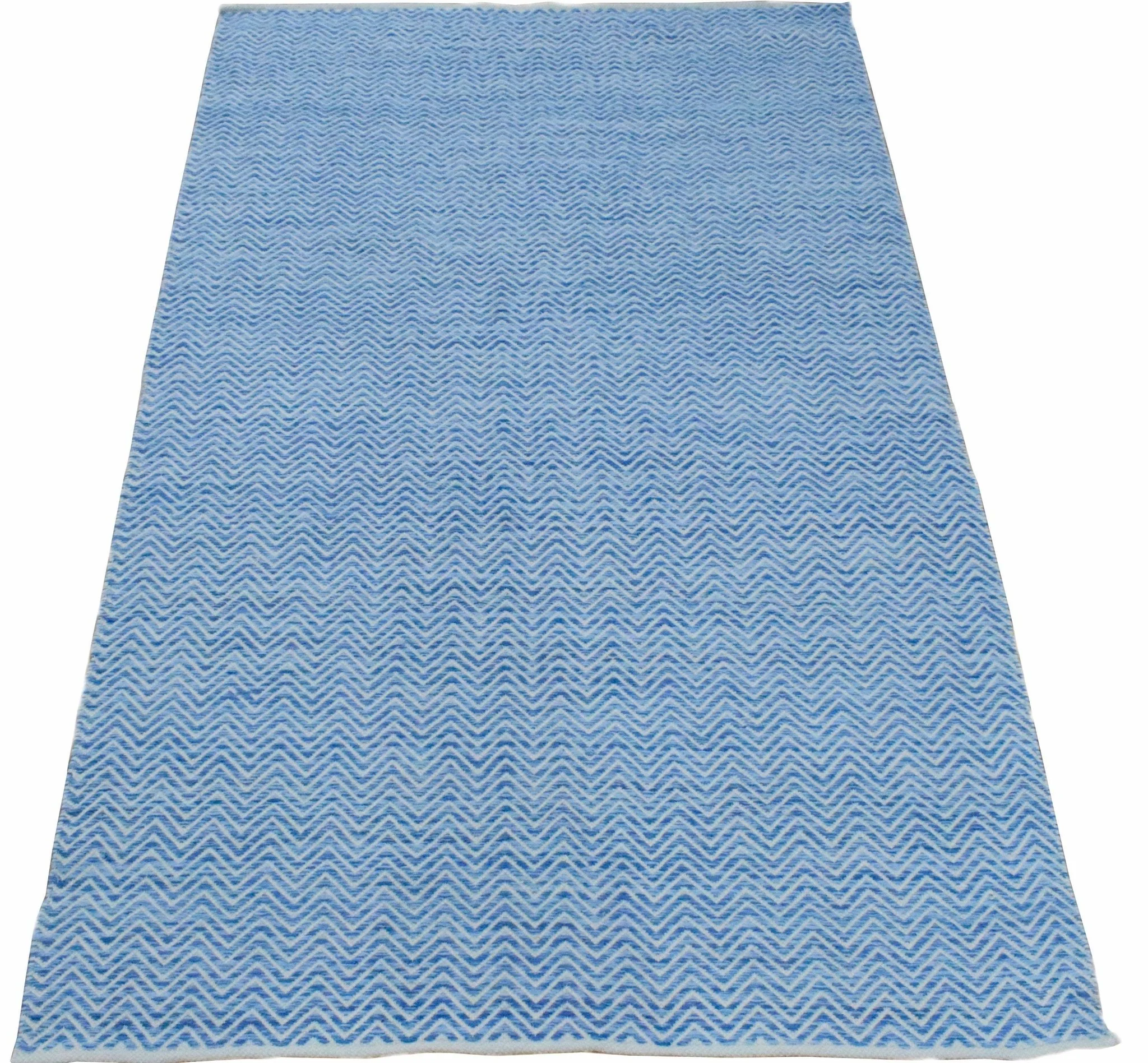 2x3, 5x8, 8x10 Dhurrie Rug, Blue Chevron Rug - Image 5