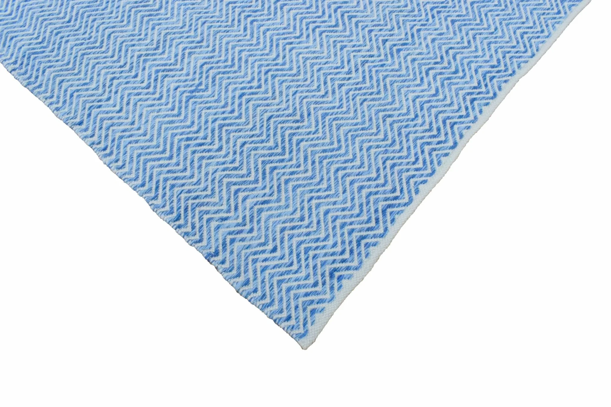 2x3, 5x8, 8x10 Dhurrie Rug, Blue Chevron Rug - Image 6