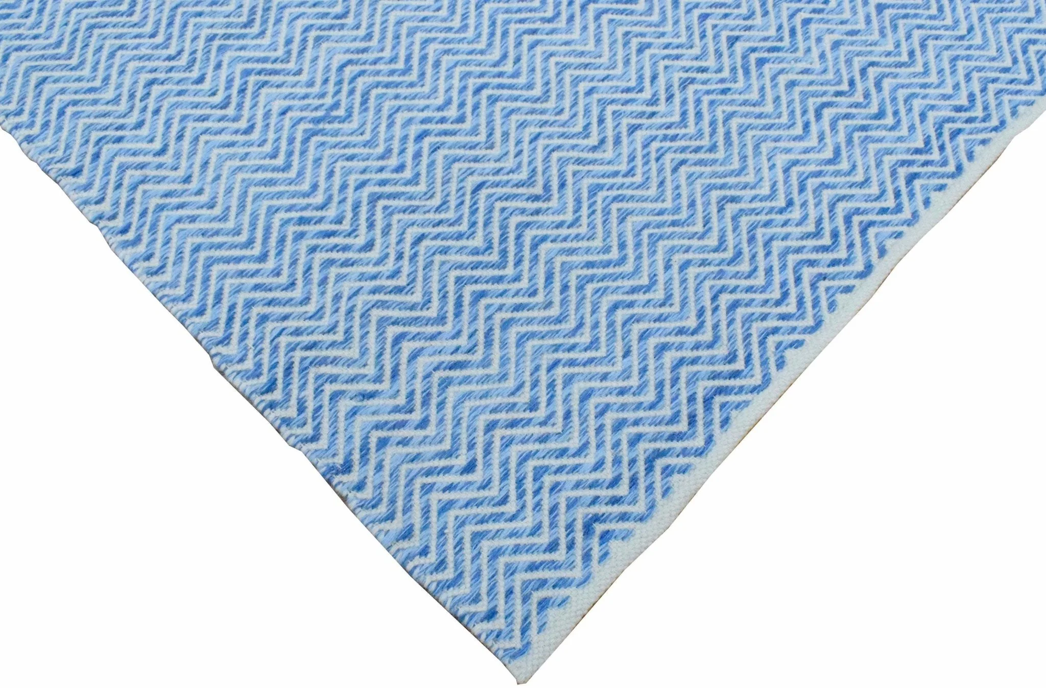 2x3, 5x8, 8x10 Dhurrie Rug, Blue Chevron Rug - Image 7