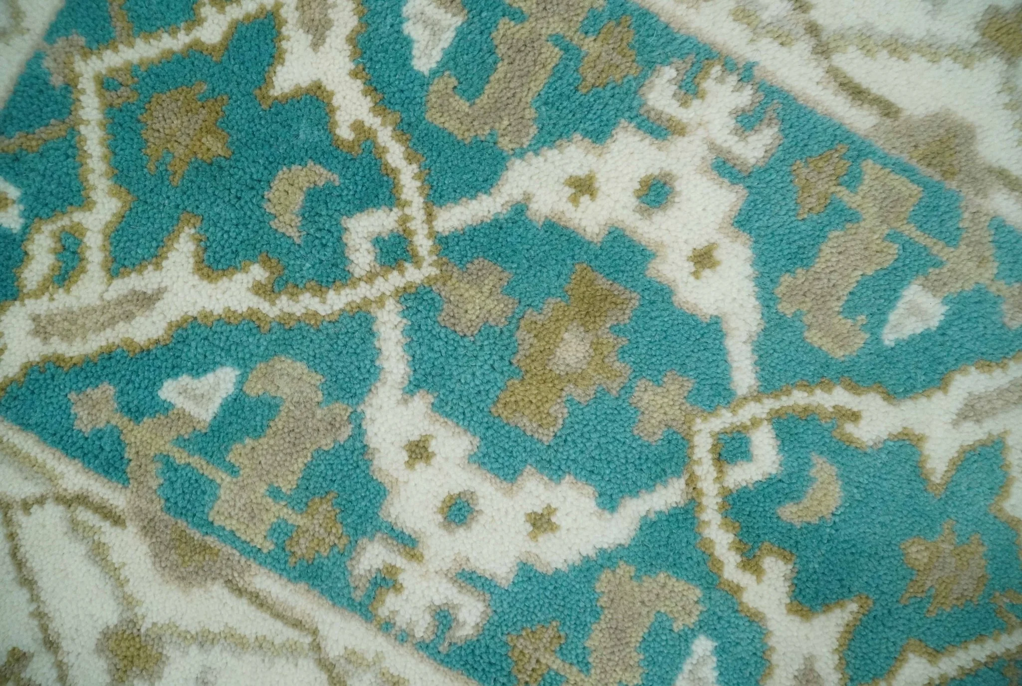 Entryway 2x3 Blue and Ivory Hand Knotted Oriental Oushak  Wool Area Rug - Image 2