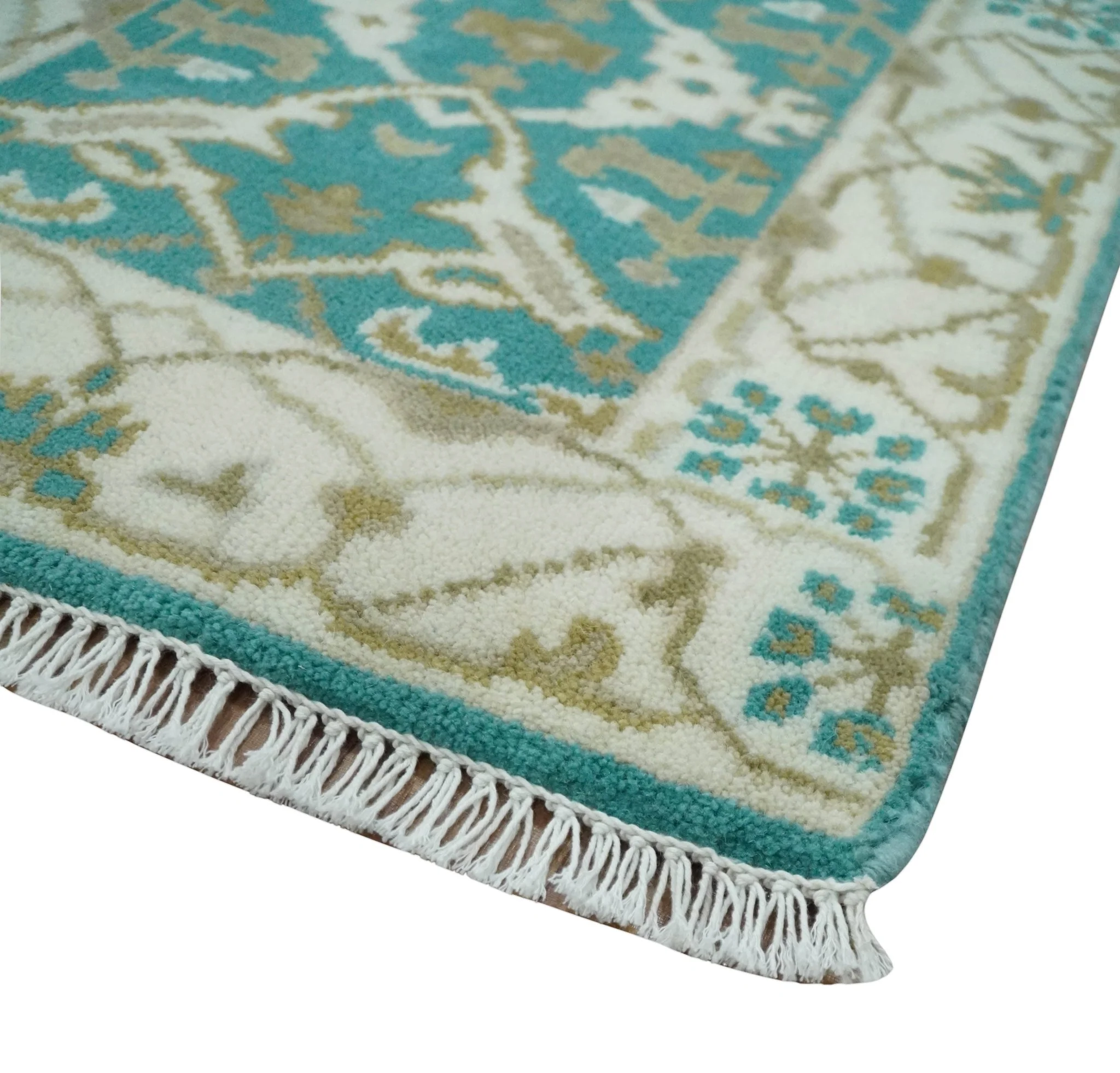 Entryway 2x3 Blue and Ivory Hand Knotted Oriental Oushak  Wool Area Rug - Image 3