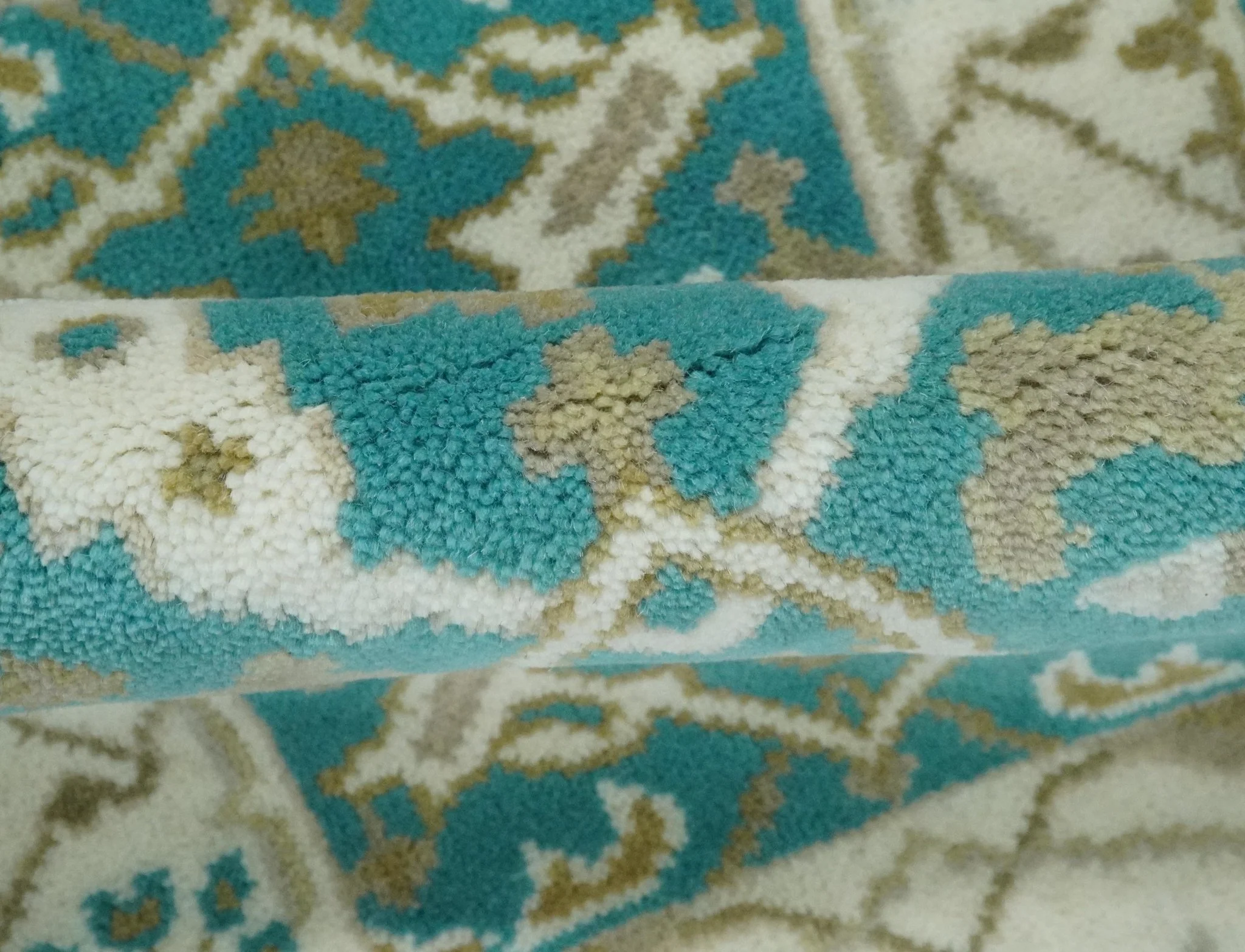 Entryway 2x3 Blue and Ivory Hand Knotted Oriental Oushak  Wool Area Rug - Image 4