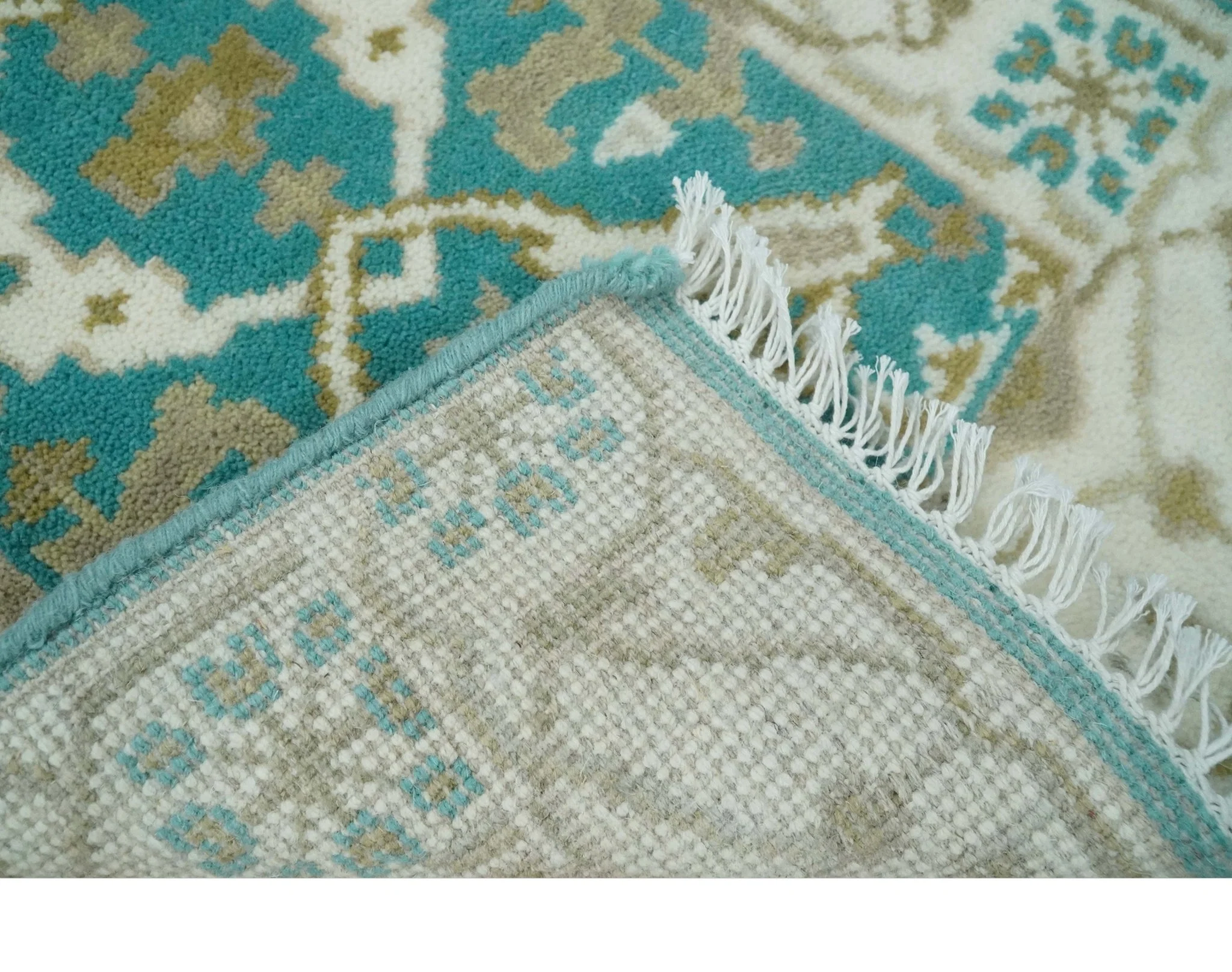 Entryway 2x3 Blue and Ivory Hand Knotted Oriental Oushak  Wool Area Rug - Image 5