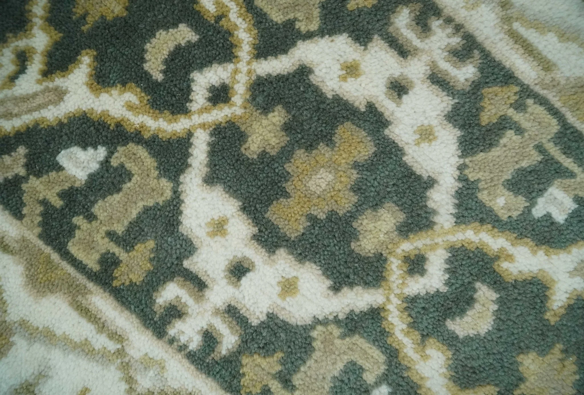 Small Entryway 2x3 Gray, Ivory and Beige Hand Knotted Oriental Oushak  Wool Area Rug - Image 2
