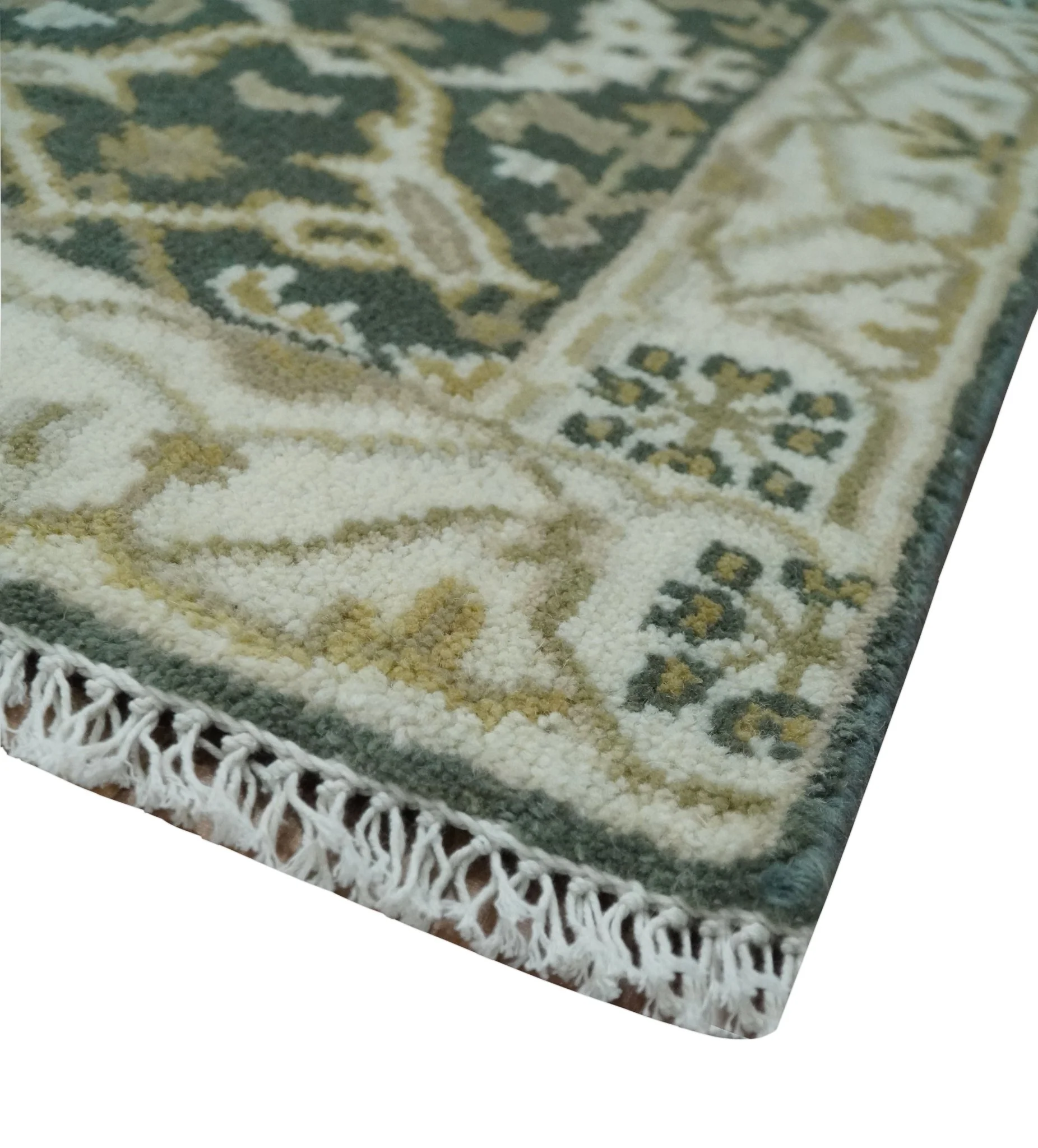 Small Entryway 2x3 Gray, Ivory and Beige Hand Knotted Oriental Oushak  Wool Area Rug - Image 3