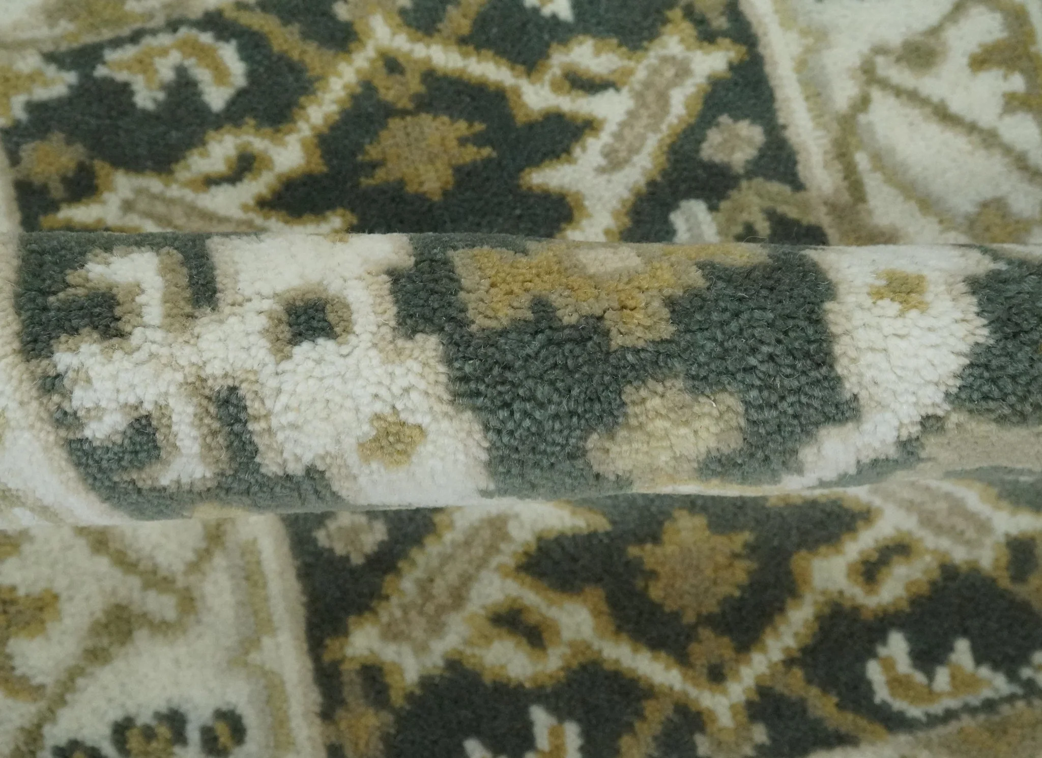 Small Entryway 2x3 Gray, Ivory and Beige Hand Knotted Oriental Oushak  Wool Area Rug - Image 4