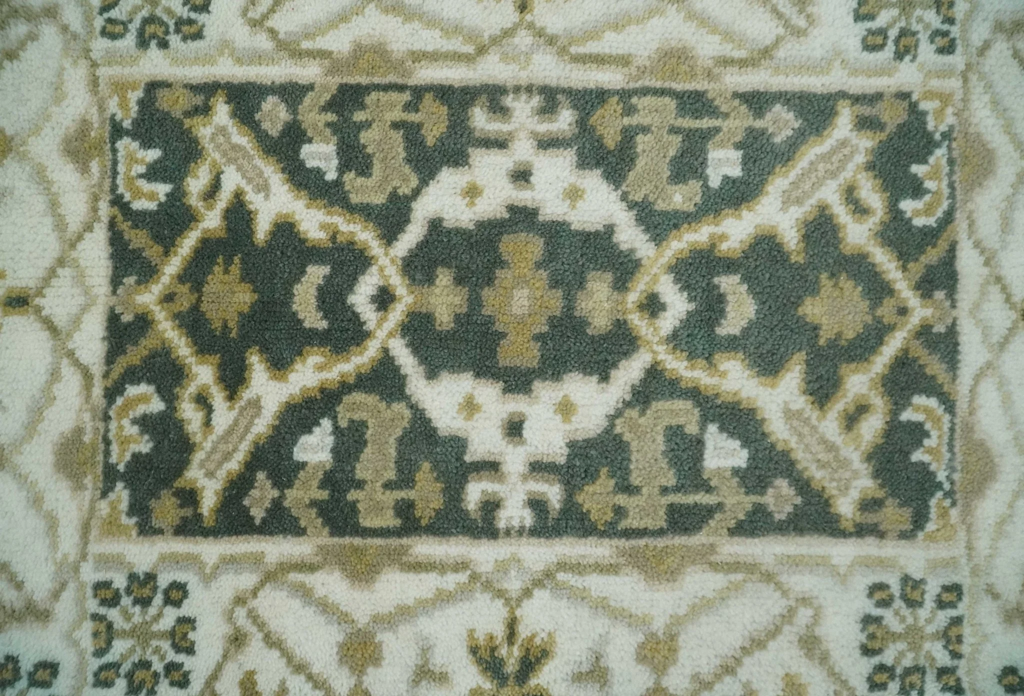 Small Entryway 2x3 Gray, Ivory and Beige Hand Knotted Oriental Oushak  Wool Area Rug - Image 5