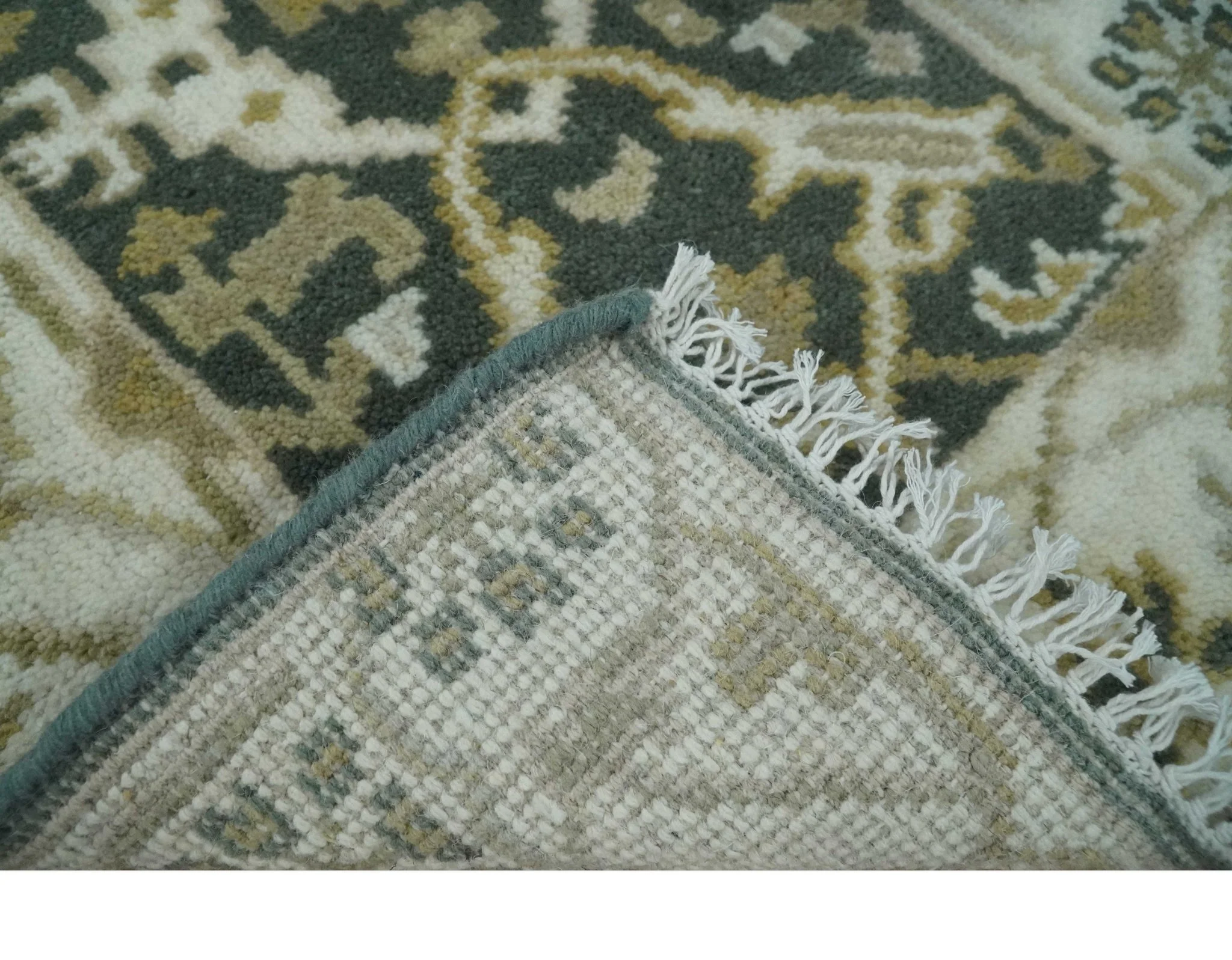 Small Entryway 2x3 Gray, Ivory and Beige Hand Knotted Oriental Oushak  Wool Area Rug - Image 6