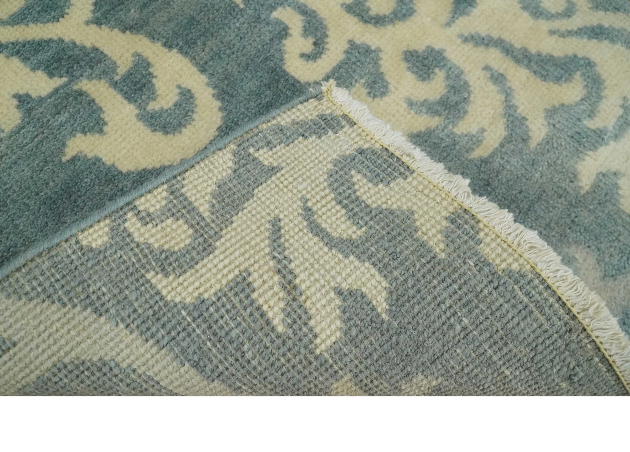 Beige and Gray 2x3 Hand Knotted Traditional Persian Oushak Wool Rug | N5923 - Image 5