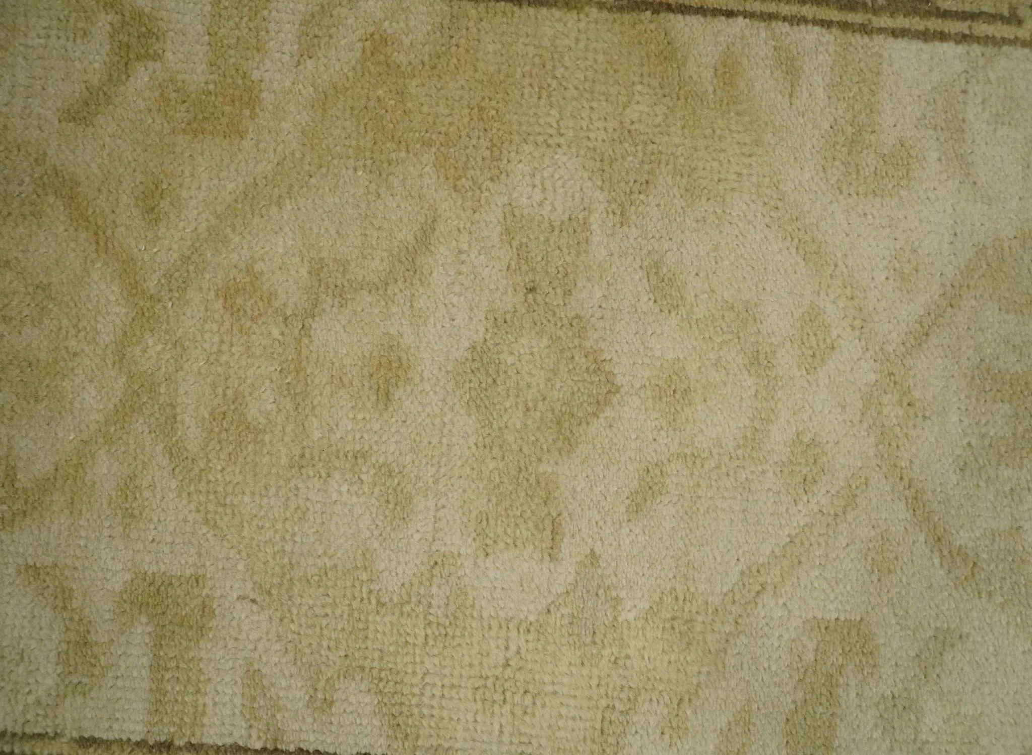 2x3 Hand Knotted Beige and Olive Traditional Persian Oushak Wool Rug | N323 - Image 4