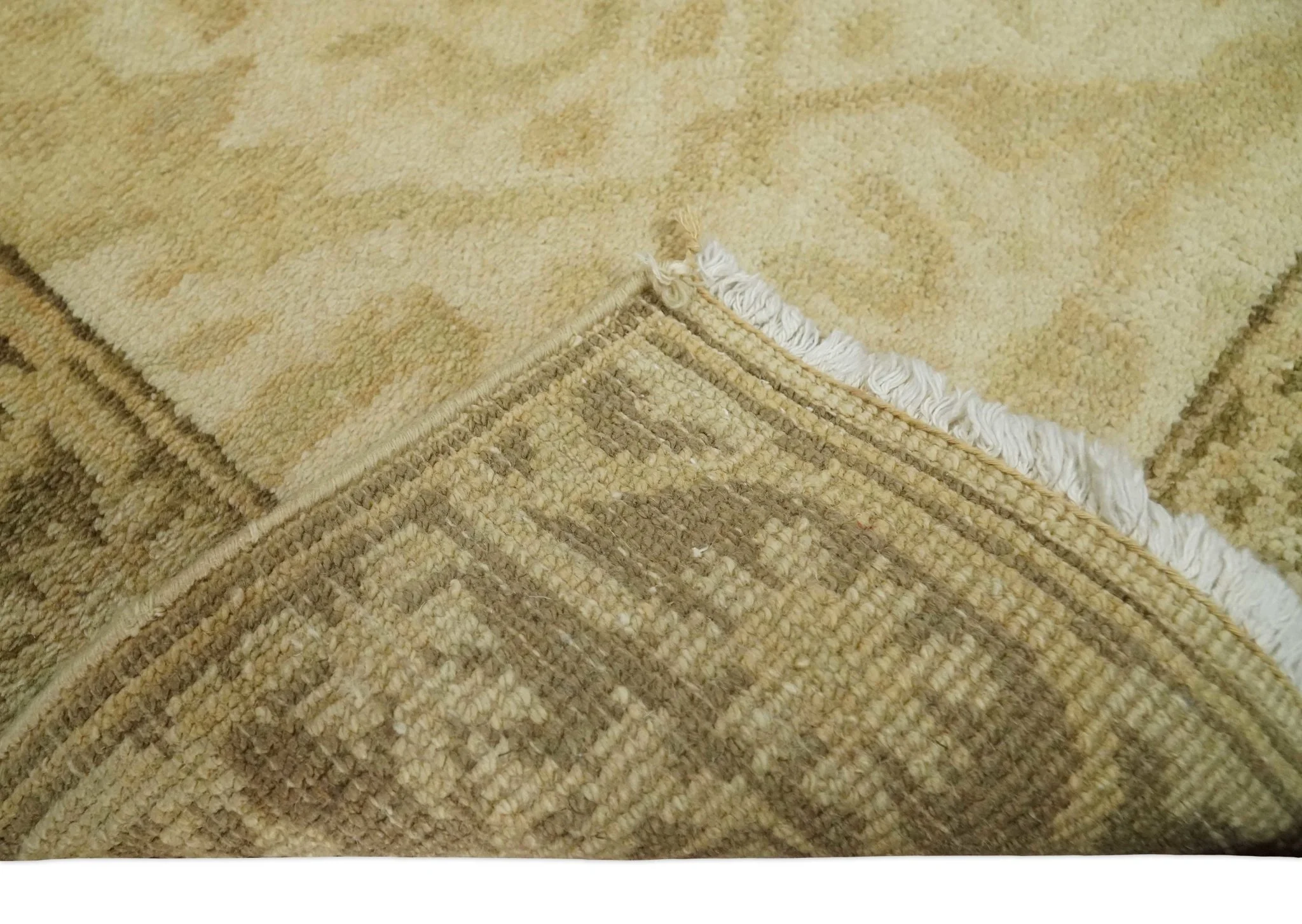 2x3 Hand Knotted Beige and Olive Traditional Persian Oushak Wool Rug | N323 - Image 5