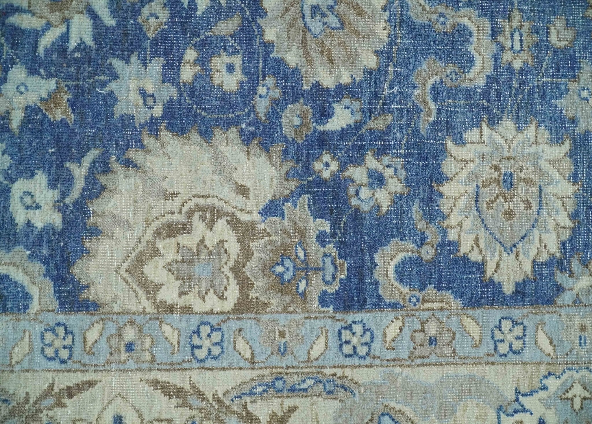 Vintage Hand Knotted 2x4 Blue, Ivory and Gray Traditional Oxidized Textured Persian Low Pile Wool Rug | N3424 - Image 4
