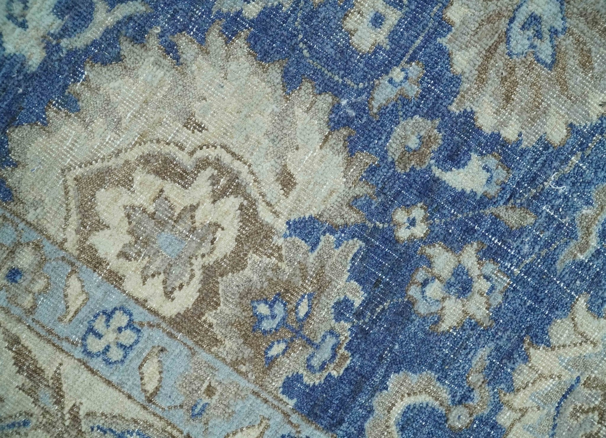 Vintage Hand Knotted 2x4 Blue, Ivory and Gray Traditional Oxidized Textured Persian Low Pile Wool Rug | N3424 - Image 6