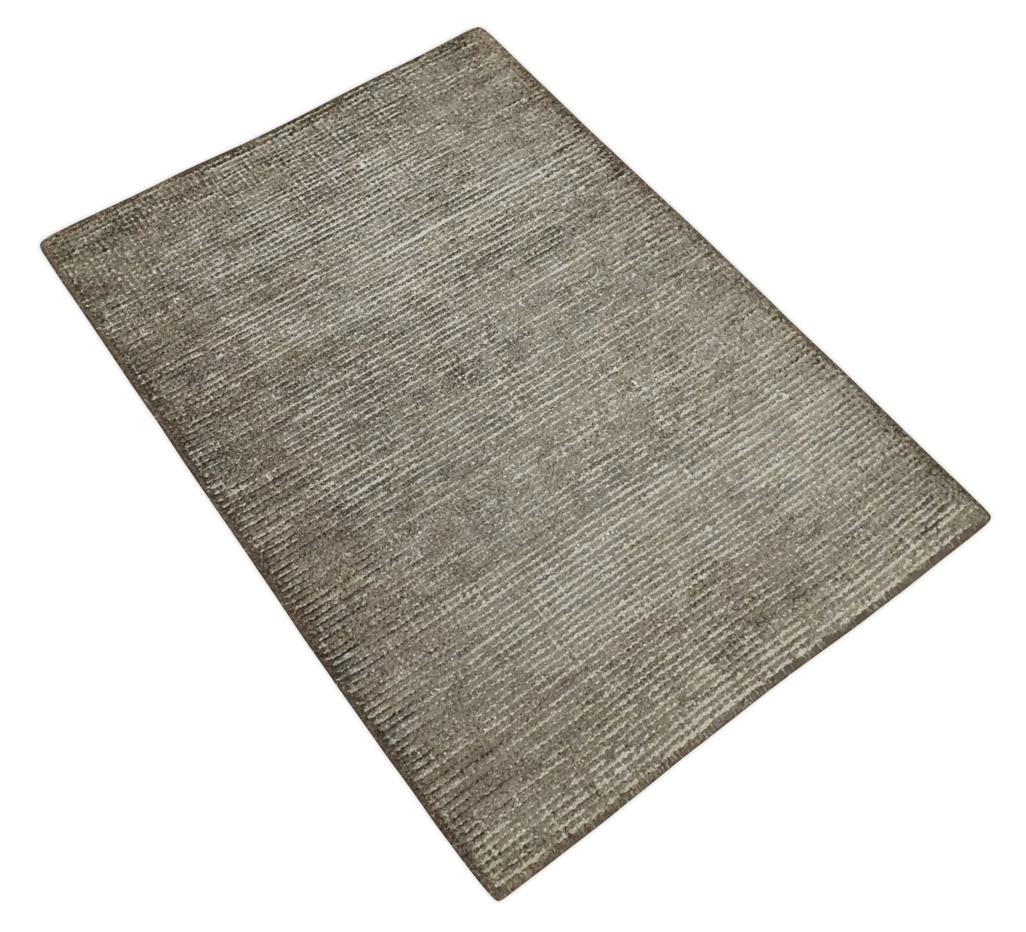 Bamboo Silk 2x3 Hand Knotted Solid Brown Rug, Low Pile, No Shedding | N6123 - Image 9
