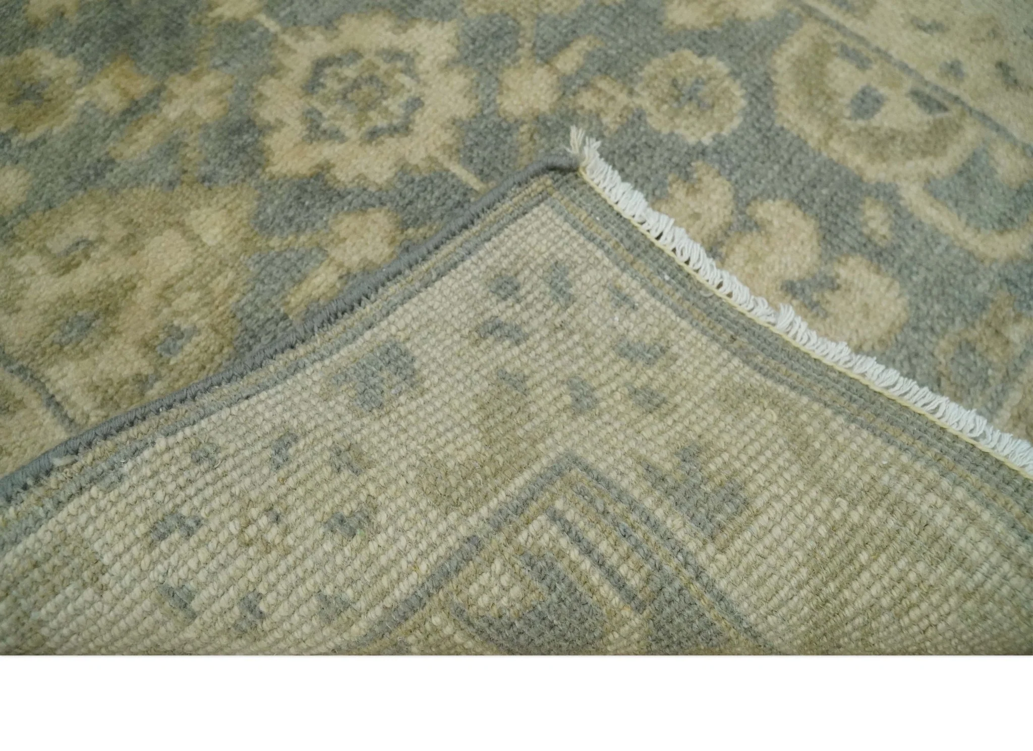 2x3 Hand Knotted Gray and Beige Traditional Persian Oushak Wool Rug | N7223 - Image 5