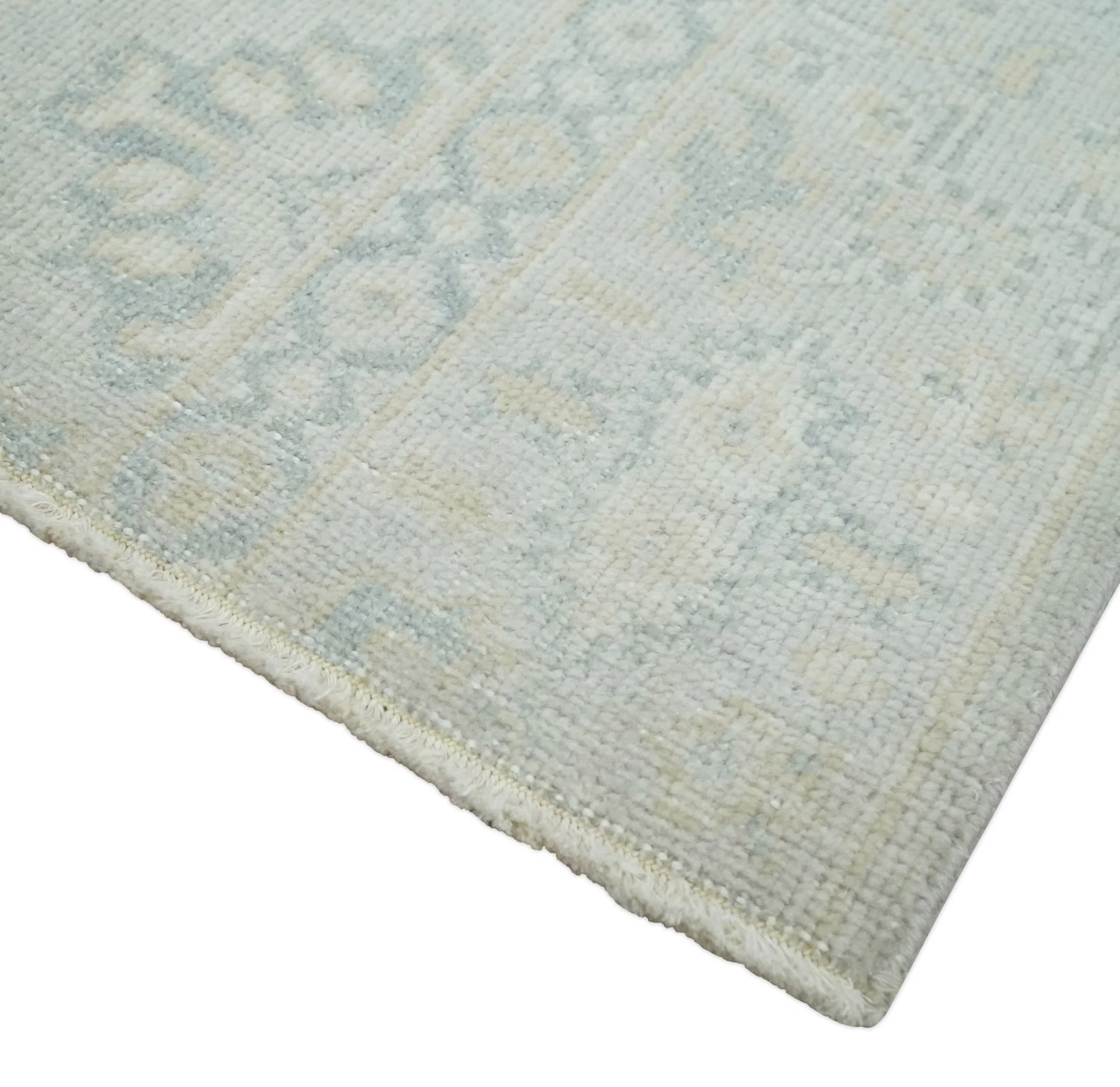 Low Pile 2x3 Hand Knotted Gray, Beige and Ivory Traditional Oushak Wool Rug - Image 3