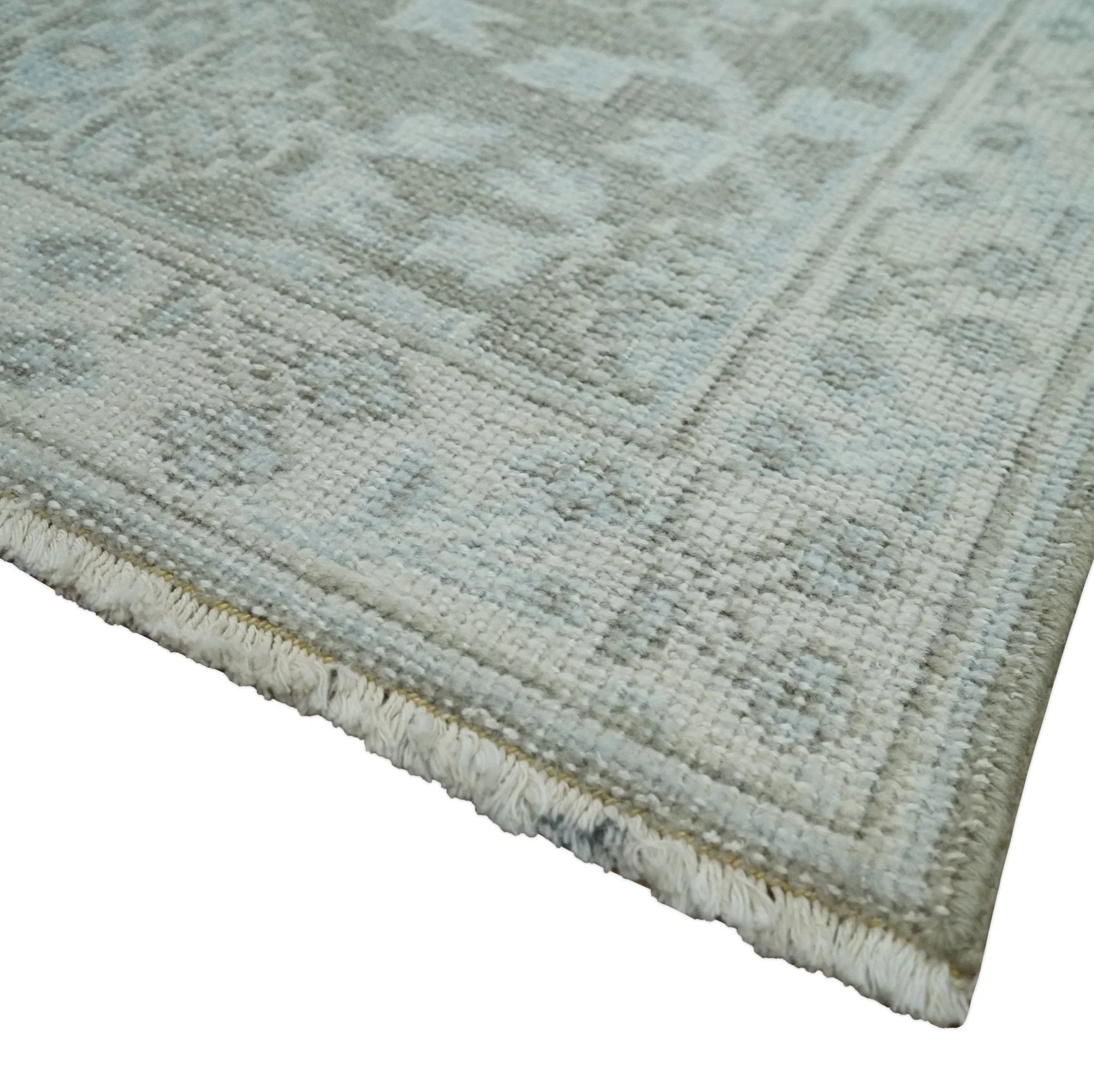 2x3 Hand Knotted Gray, Ivory and Silver Traditional Persian Oushak Wool Rug | N6323 - Image 3