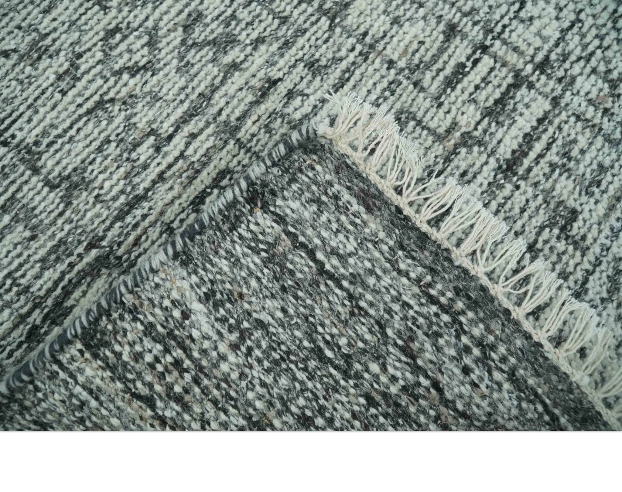 Small Entryway 2x3 Hand Knotted Ivory and Charcoal Tribal Conteporary Wool Rug - Image 6
