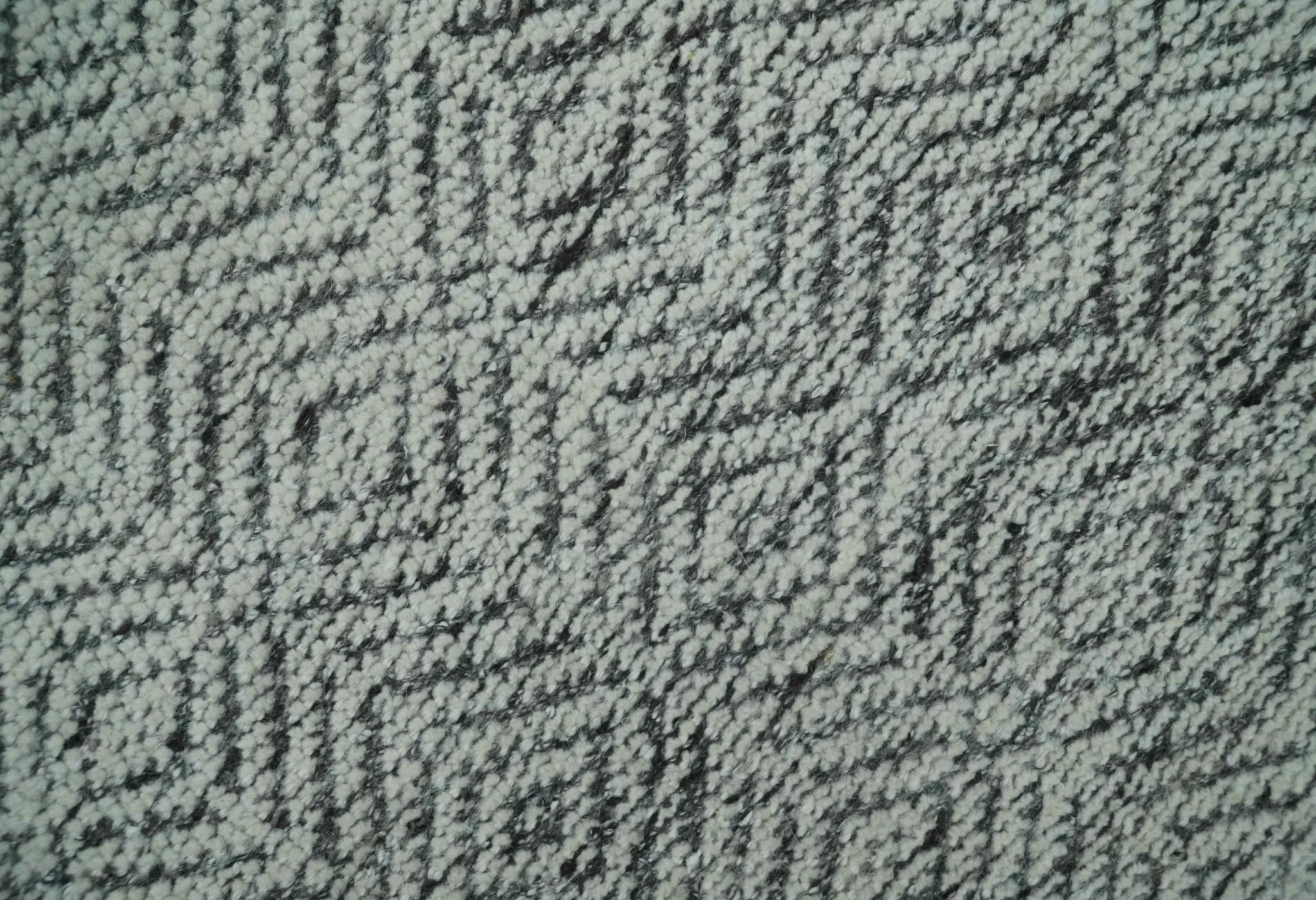 Small 2x3 Hand Knotted Ivory and Charcoal Tribal Design Wool Rug - Image 2