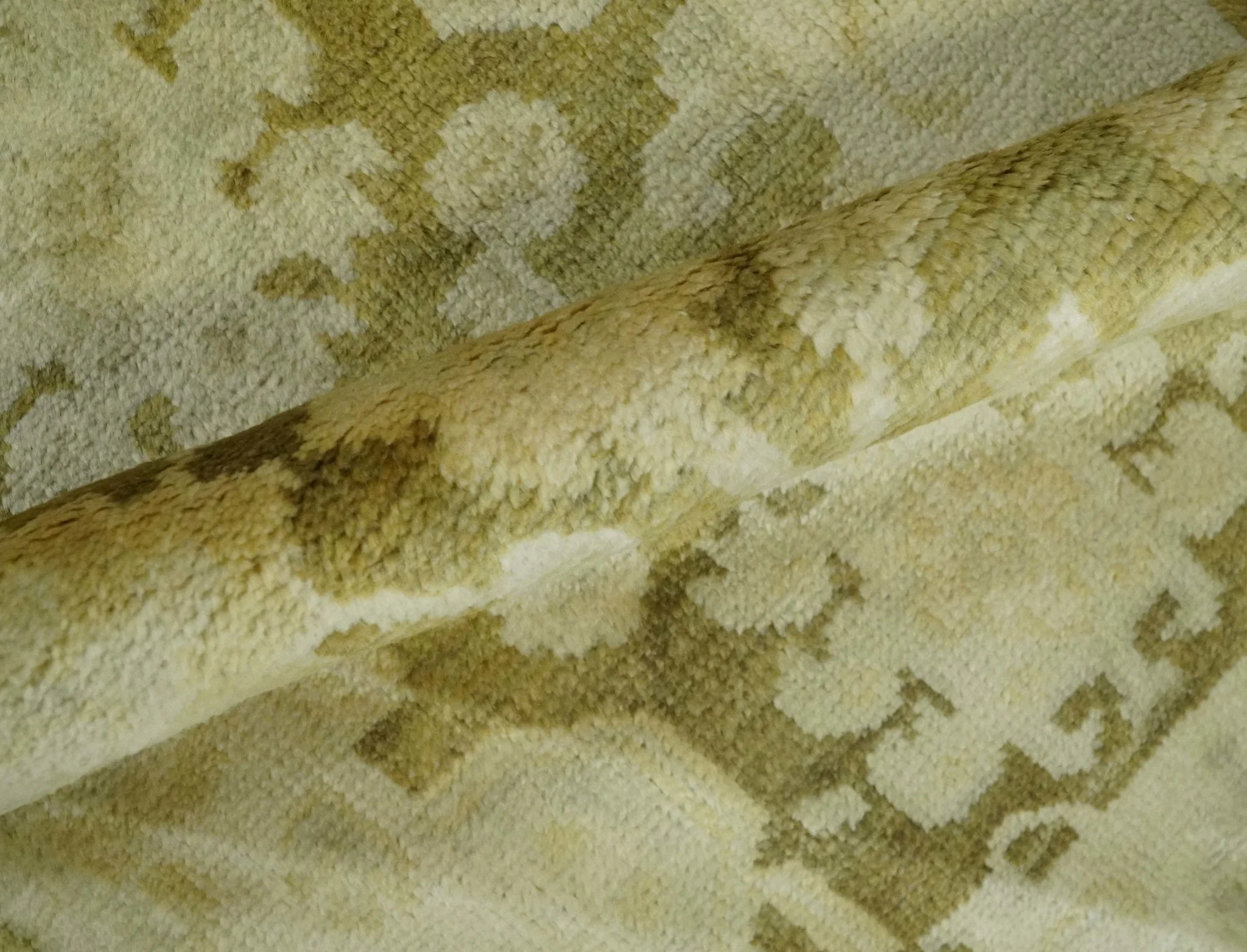 2x3 Hand Knotted Olive, Beige and Gray Traditional Persian Oushak Wool Rug | N3623 - Image 4