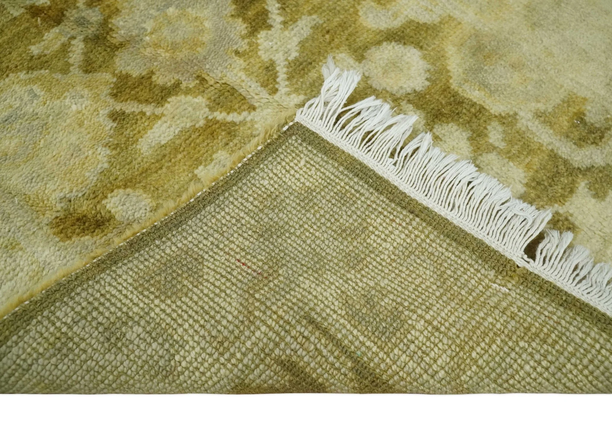 2x3 Hand Knotted Olive, Beige and Gray Traditional Persian Oushak Wool Rug | N423 - Image 4