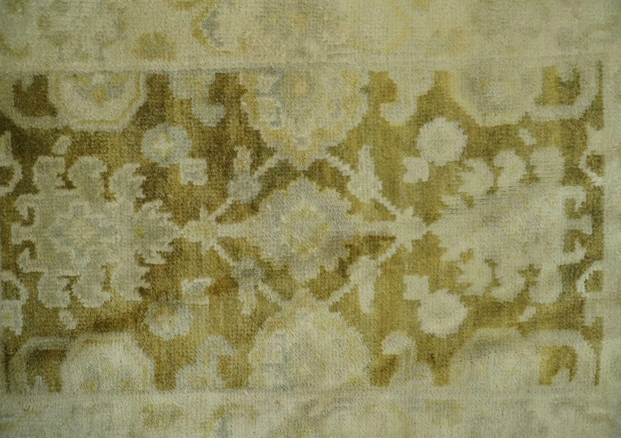 2x3 Hand Knotted Olive, Beige and Gray Traditional Persian Oushak Wool Rug | N423 - Image 5