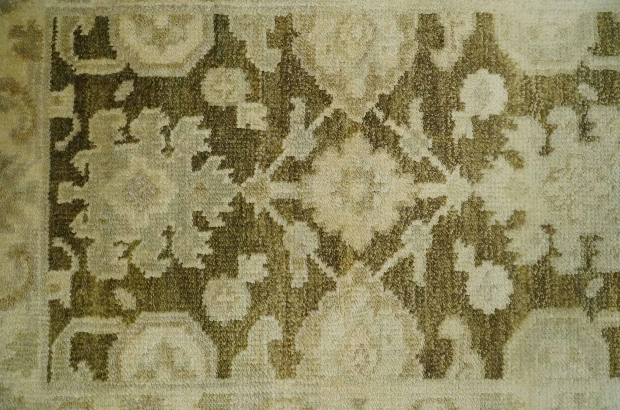 2x3 Hand Knotted Olive, Beige and Gray Traditional Persian Oushak Wool Rug | N4323 - Image 2